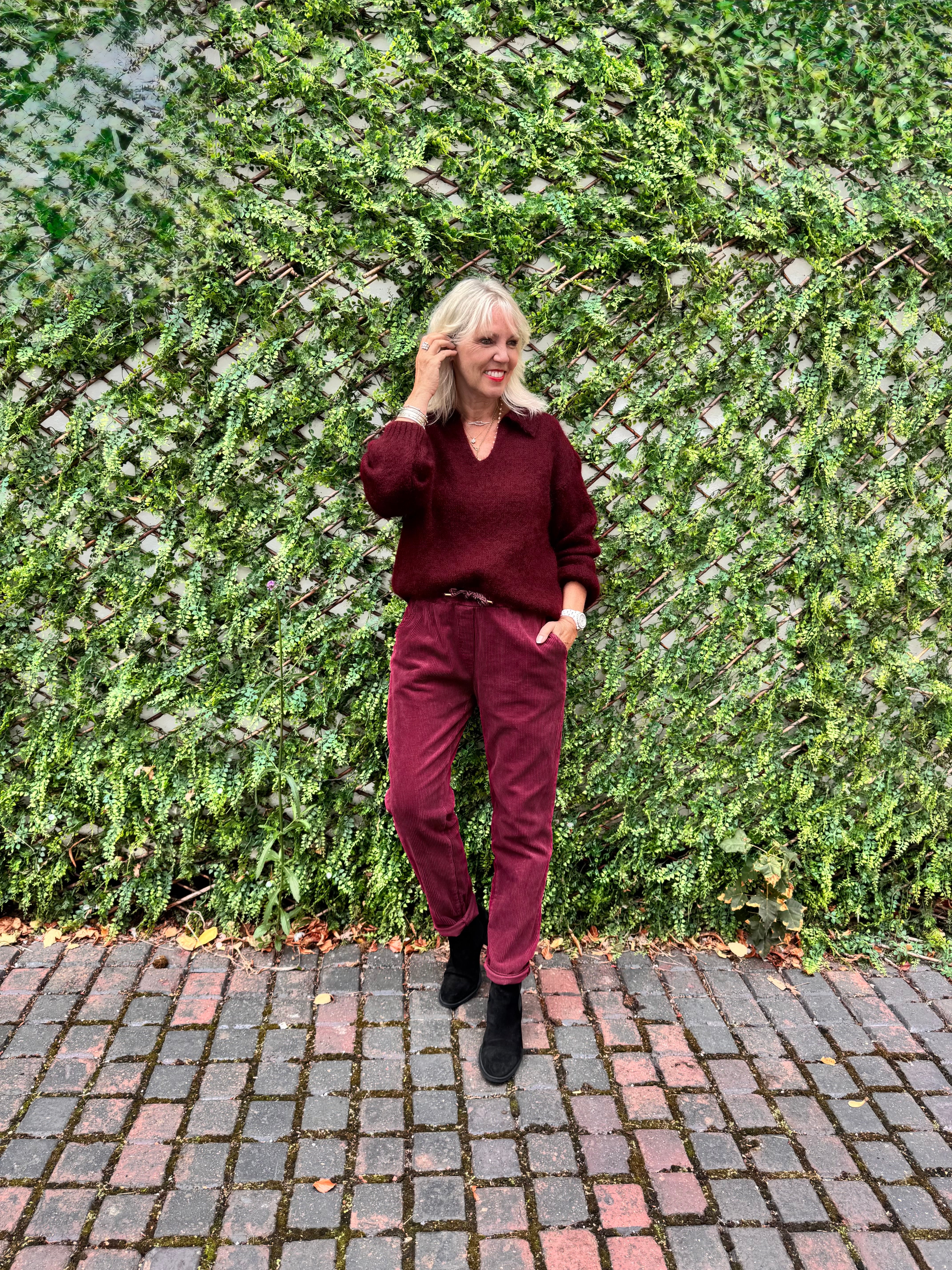 Collared Mohair Jumper in Berry