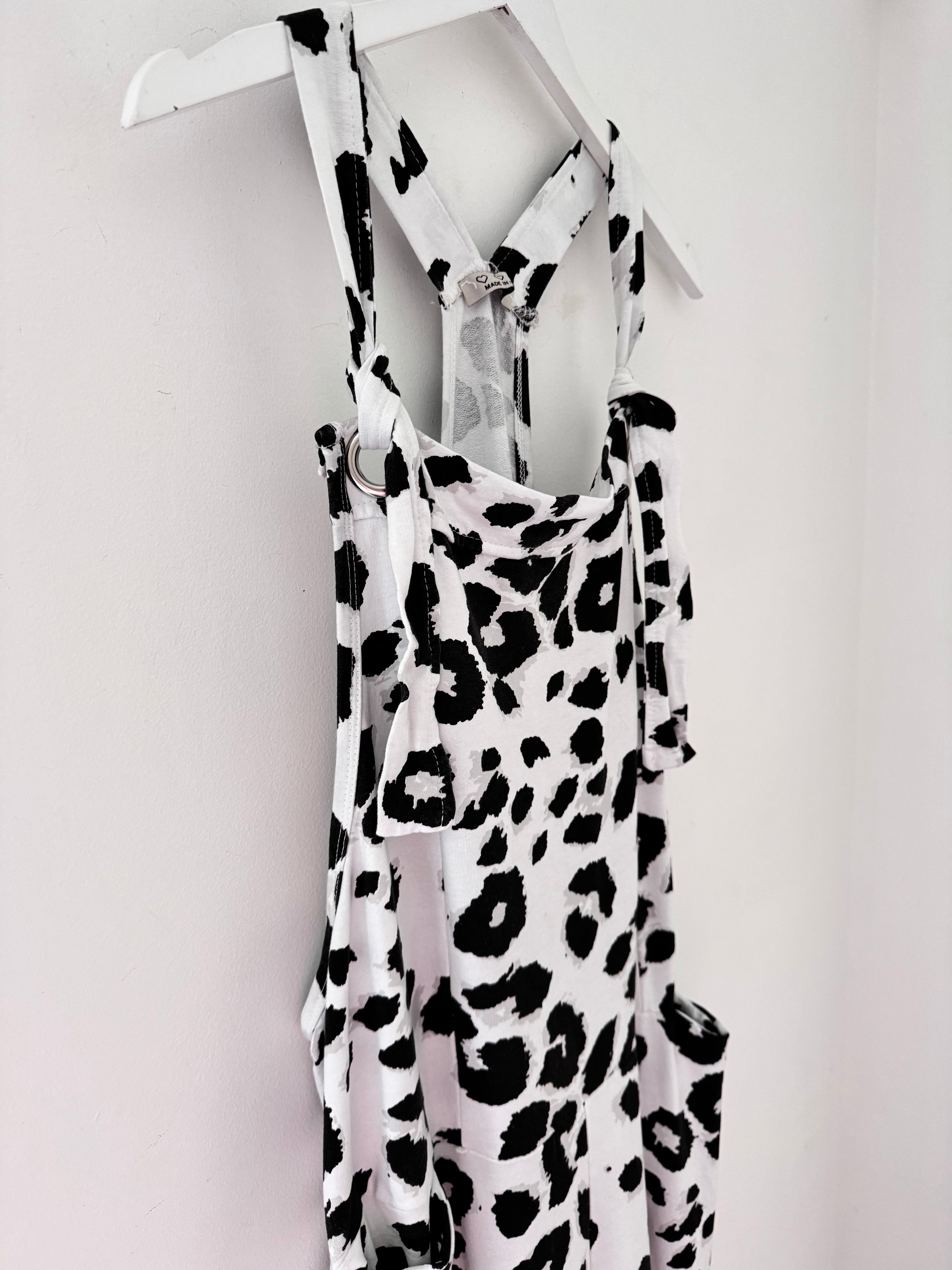 Cotton Jersey Dungarees in Snow Leopard