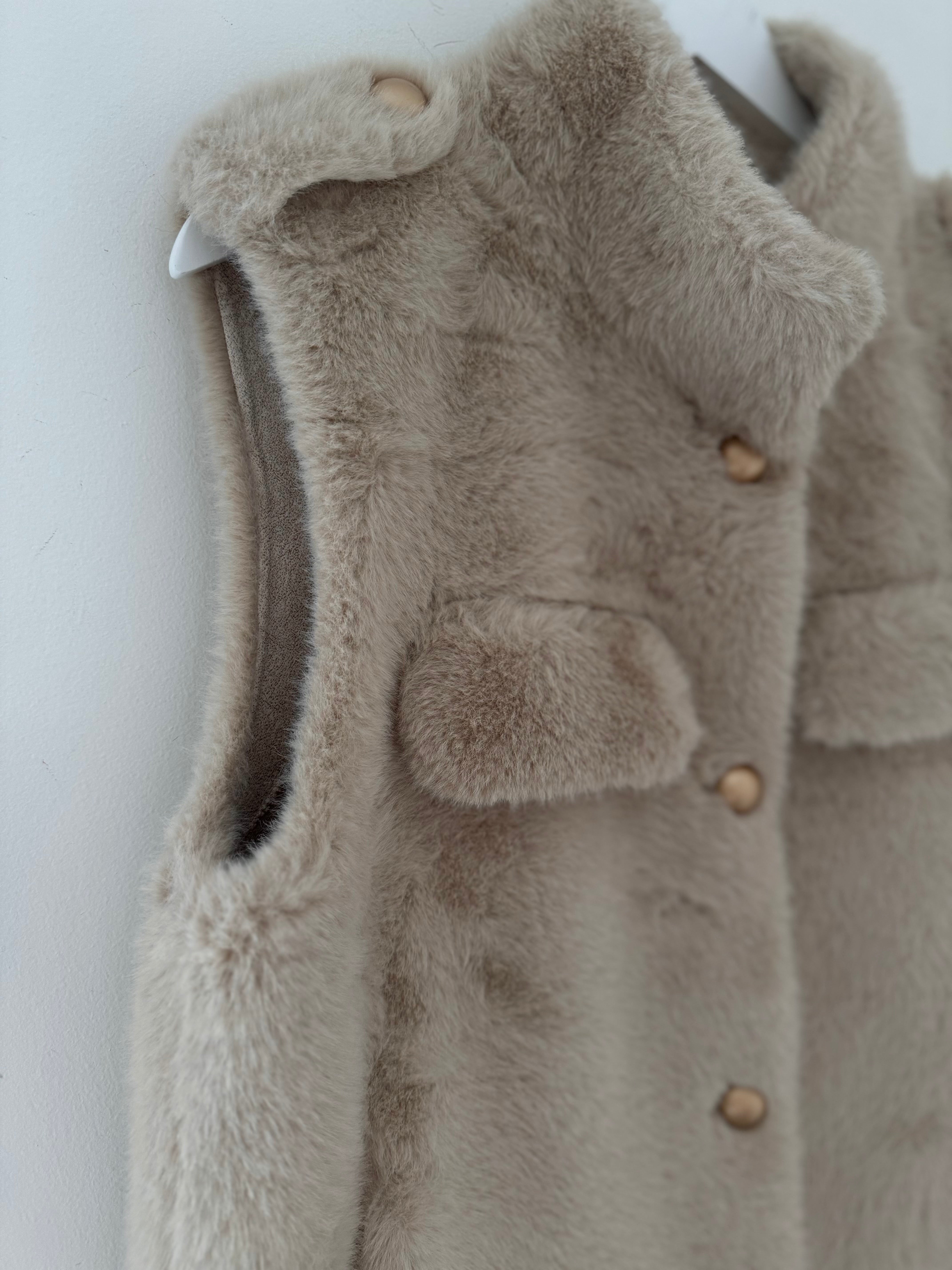 Designer Military Style Fur Gilet