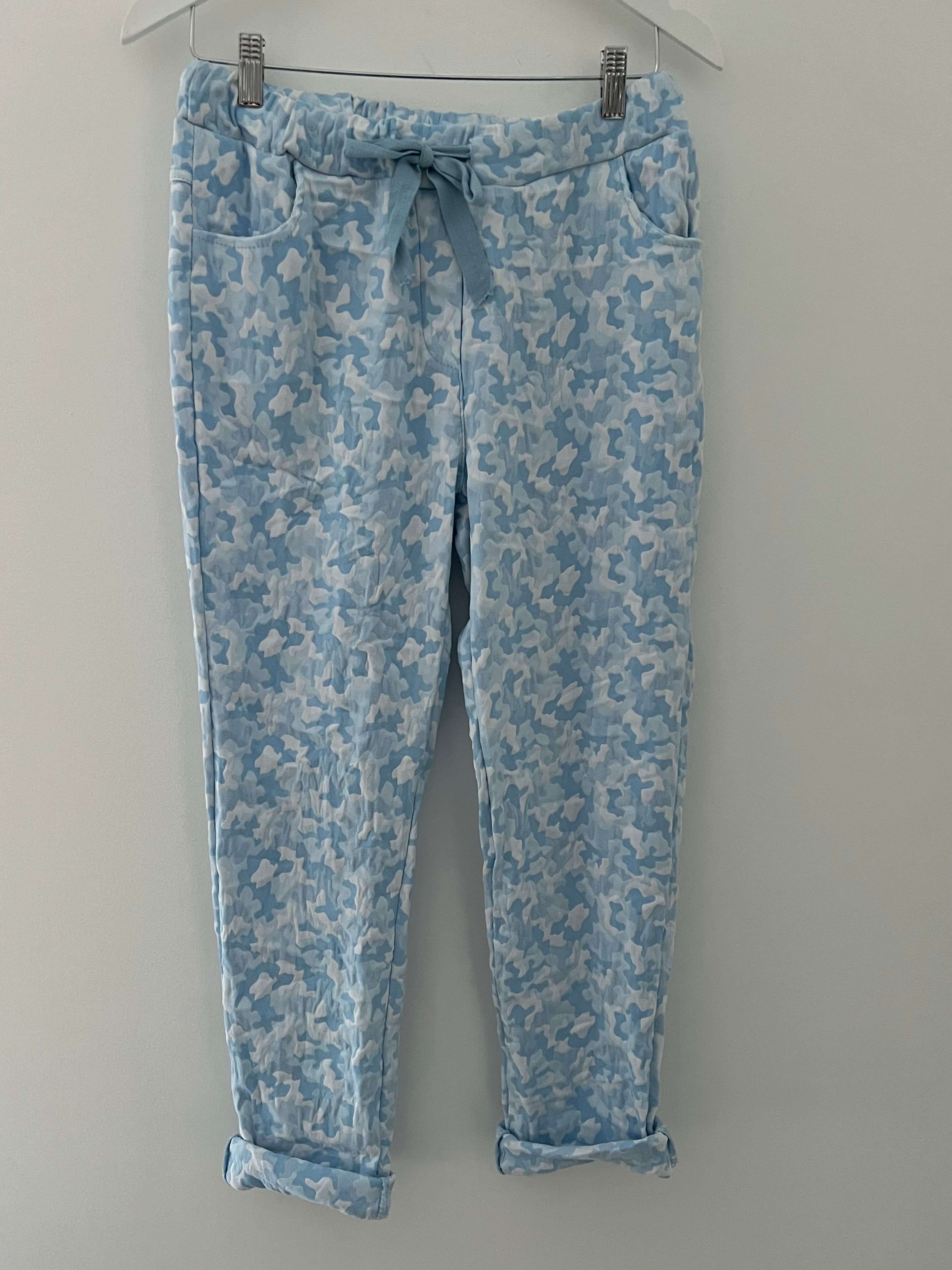 Super Stretchy Joggers in Soft Blue Camo