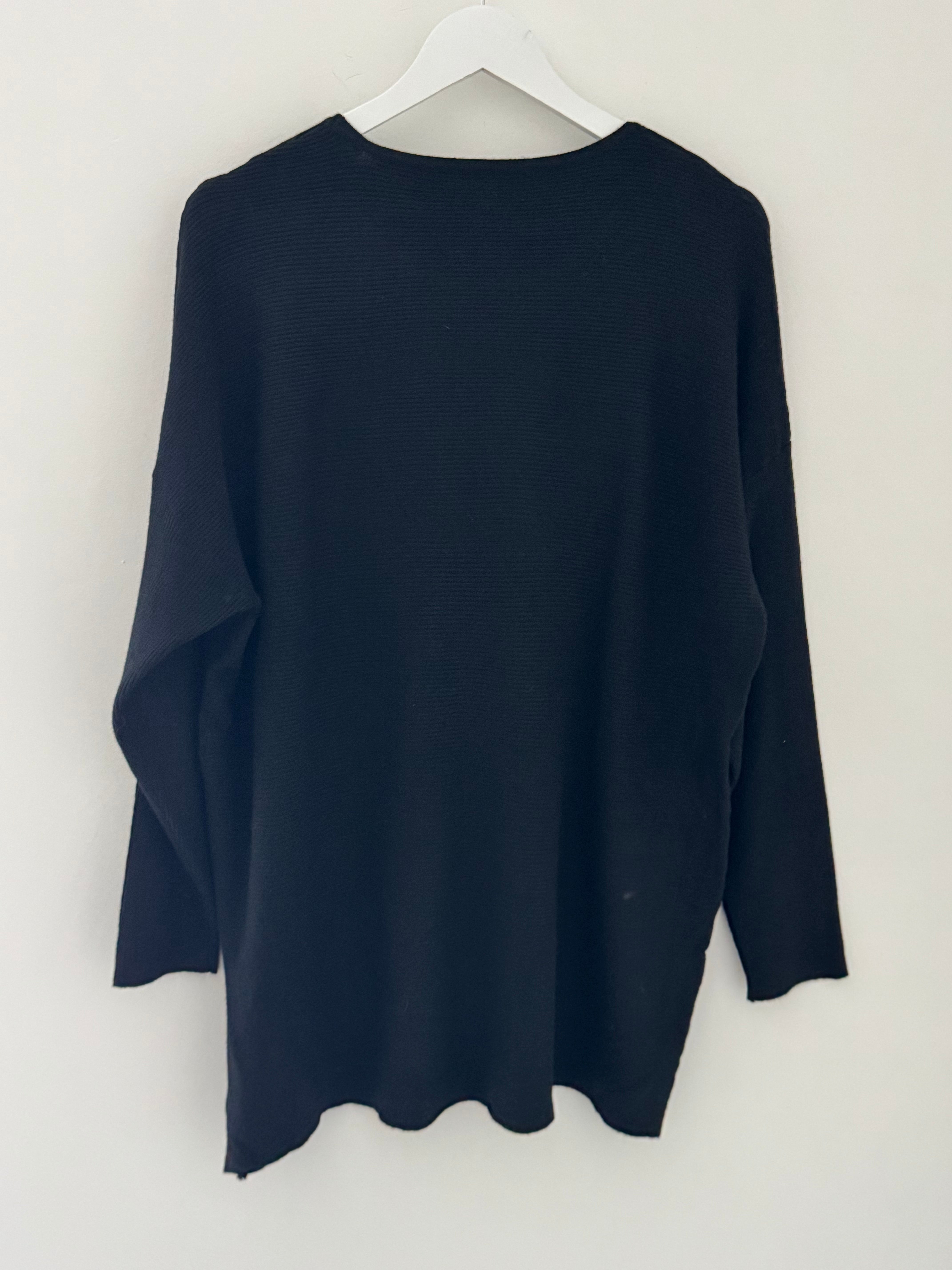 Ribbed Sequin Star Jumper in Black