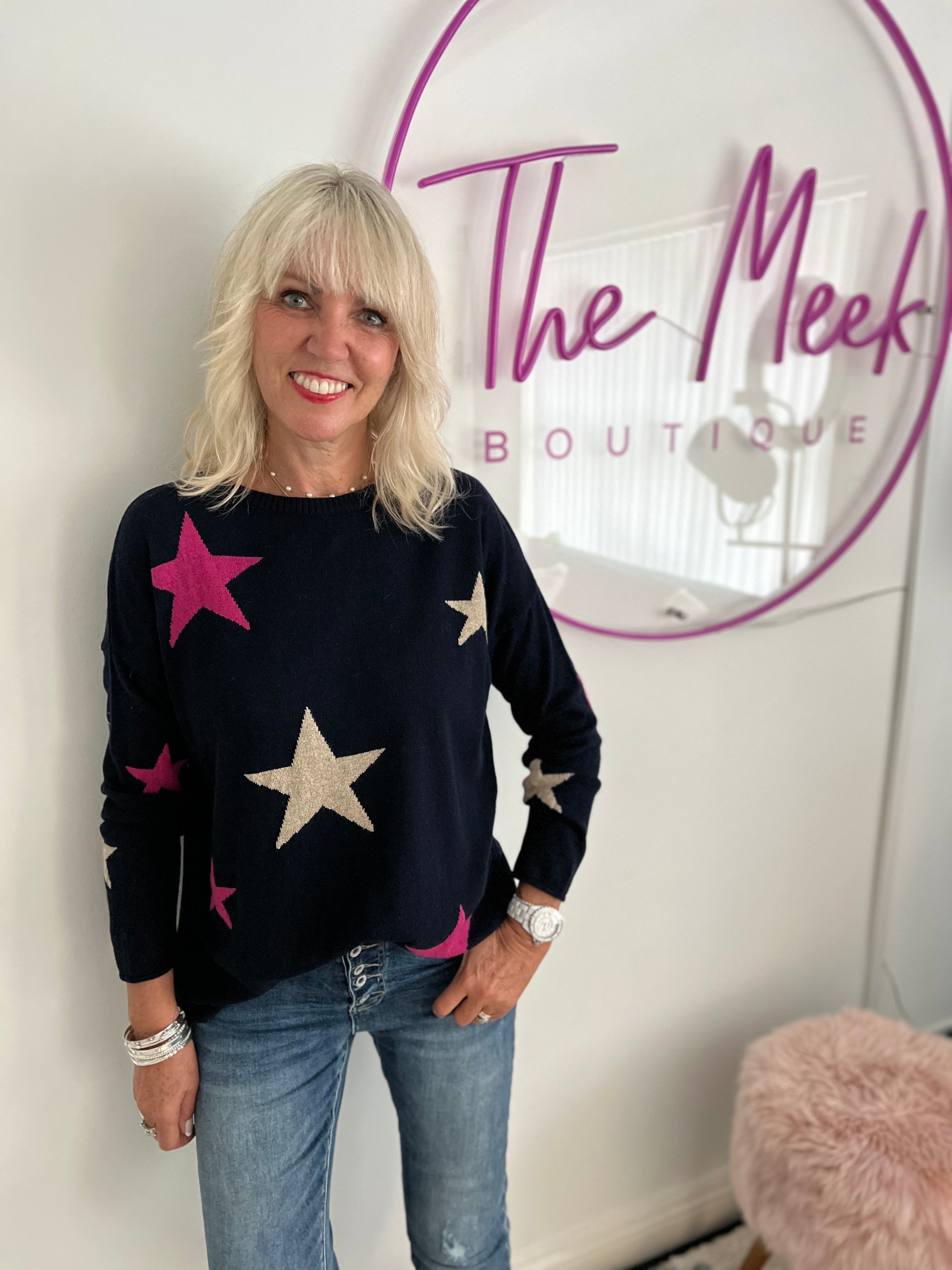 Cashmere Jumper with Stars in Ink