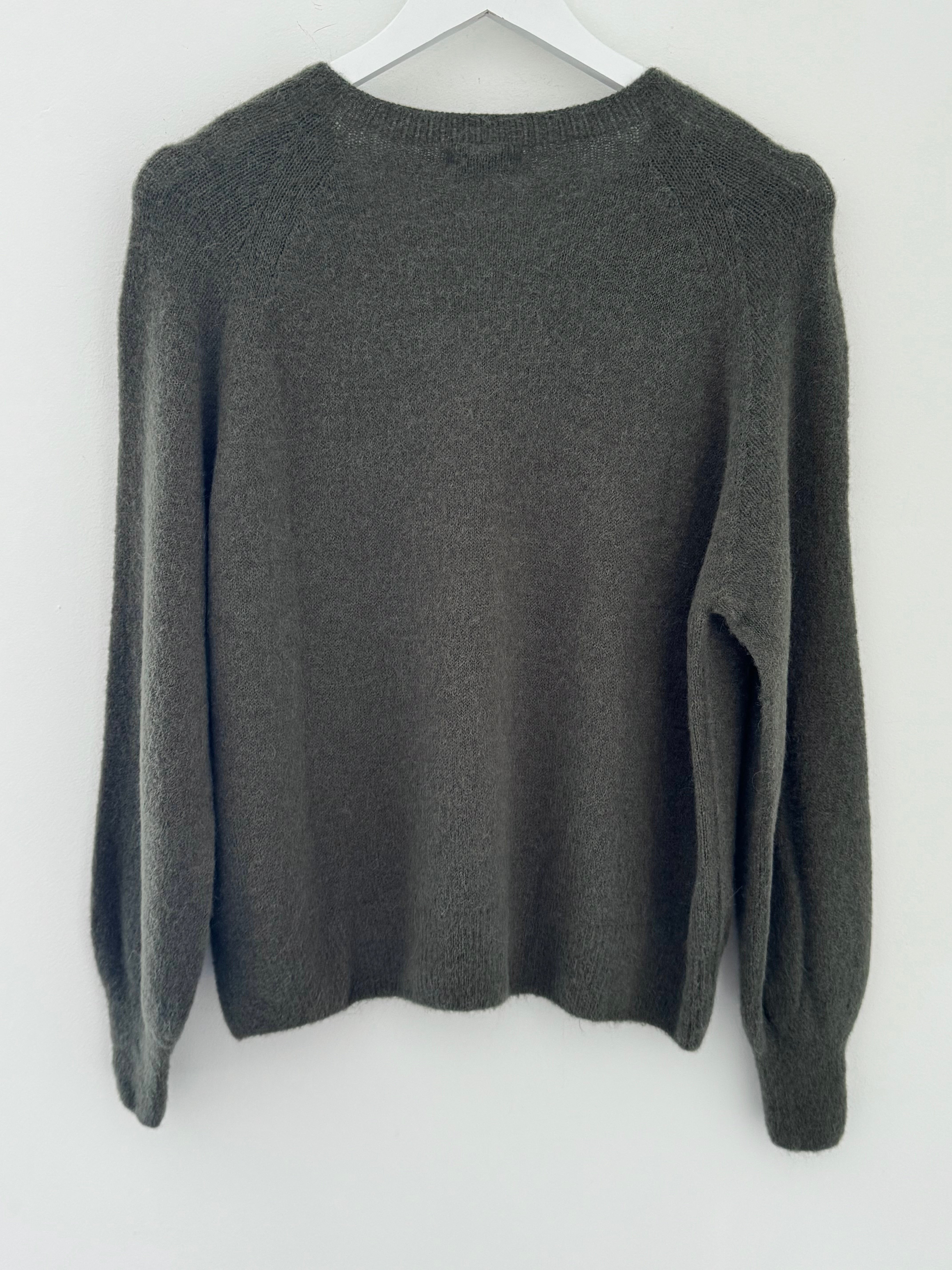 Softie Jumper with Button Neck in Deep Khaki