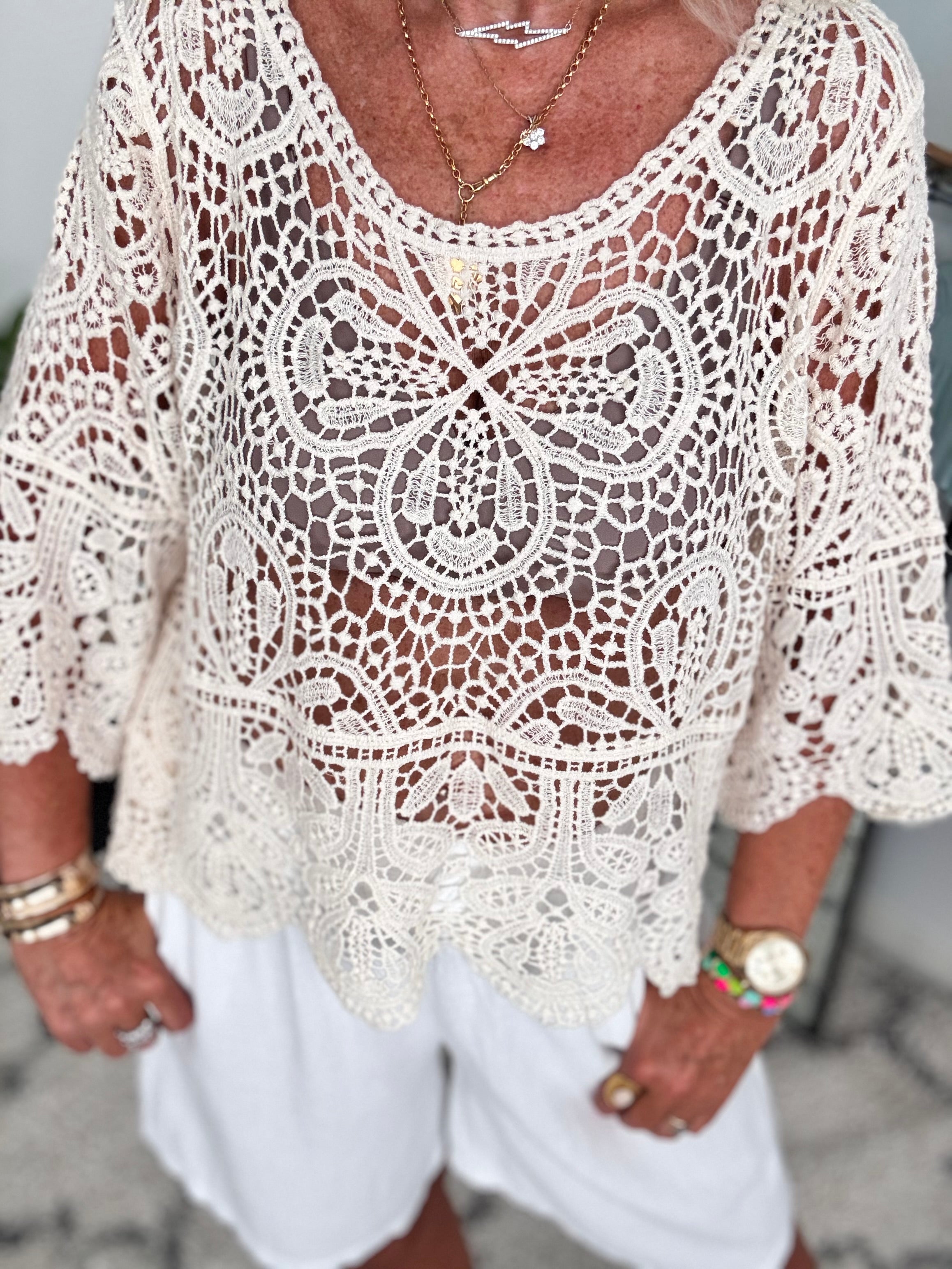 Crochet Top in Ecru