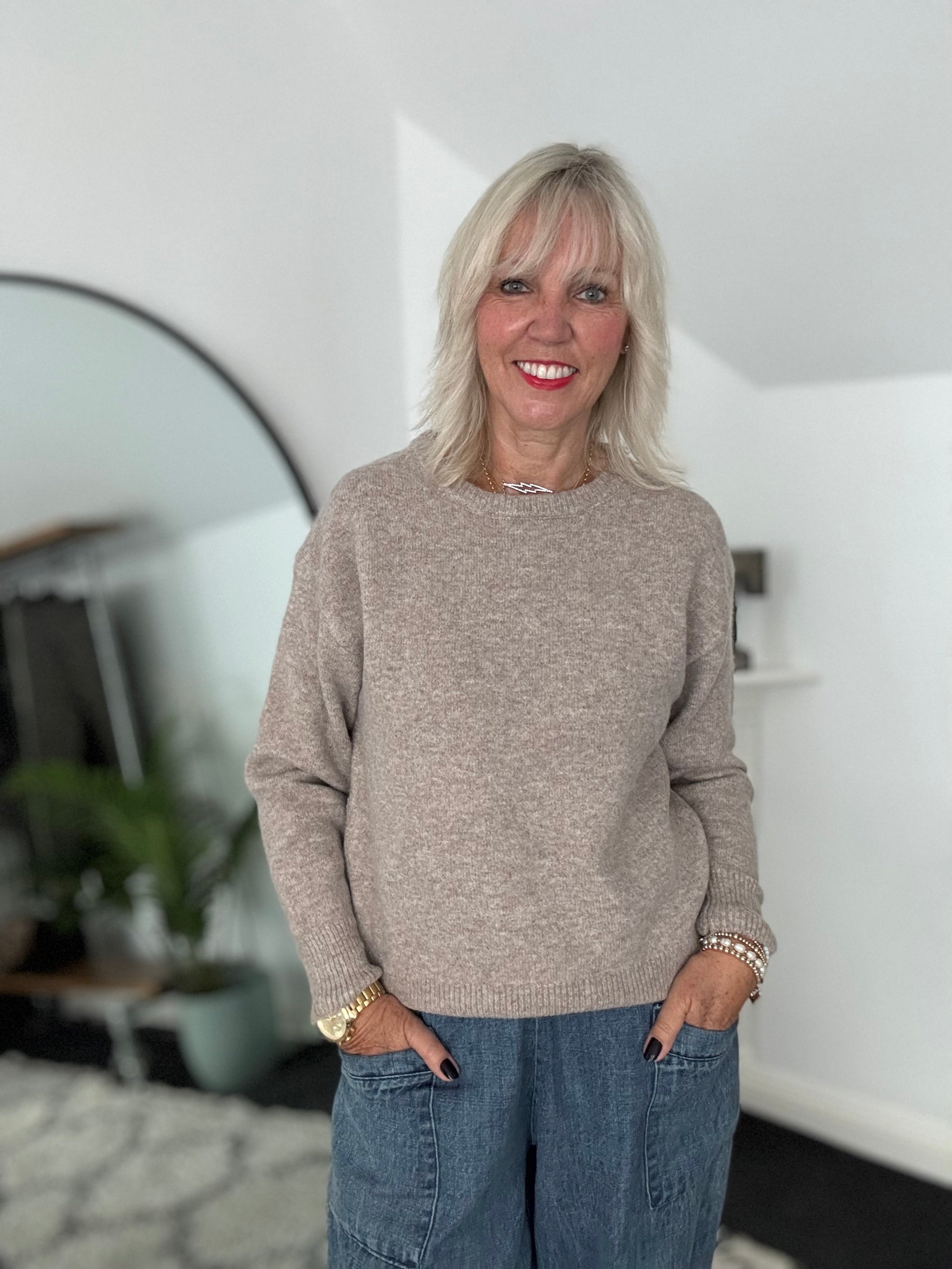 Soft & Cosy Round Neck Jumper in Mocha