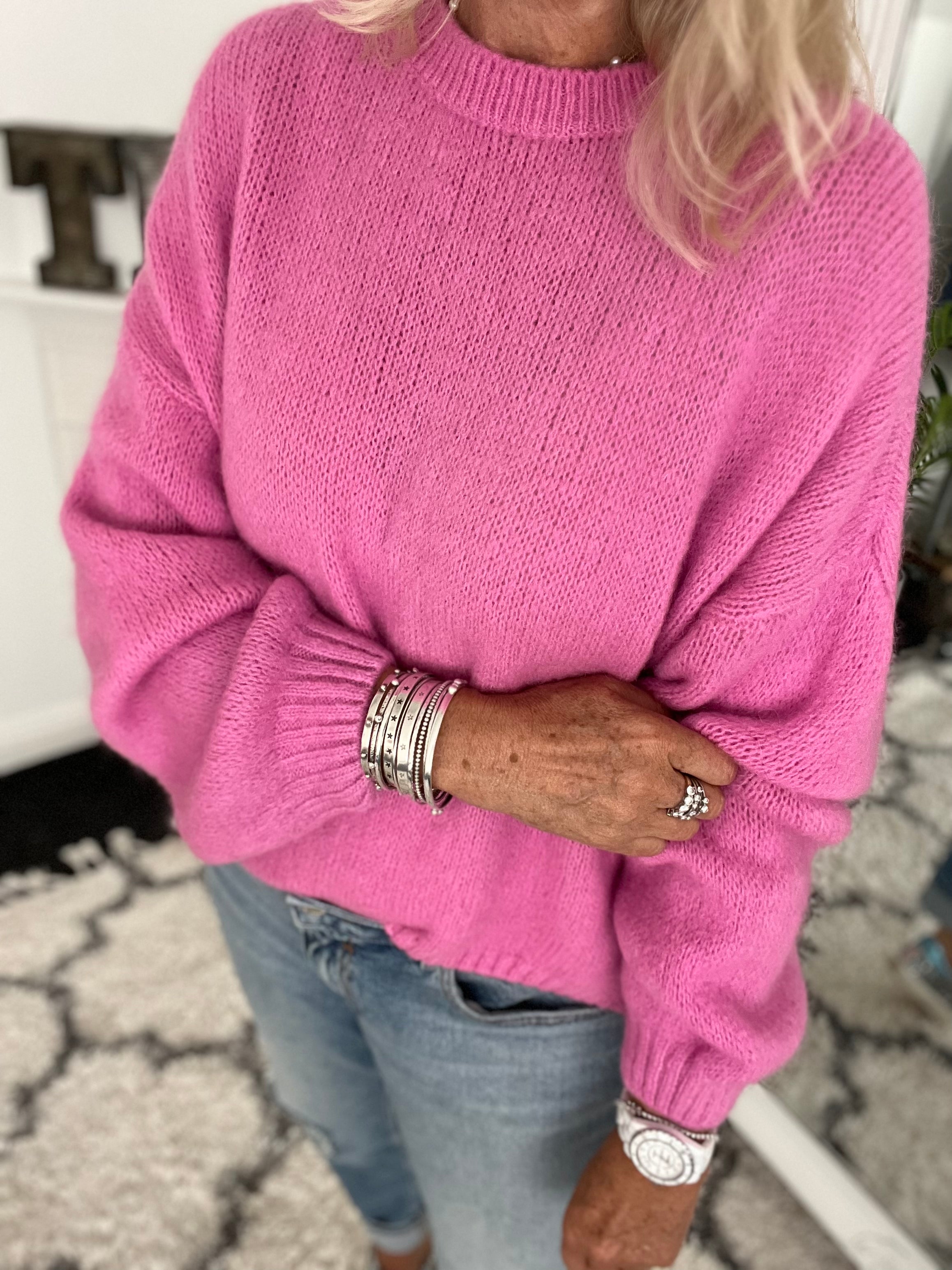 Round Neck Knit in Candy Pink