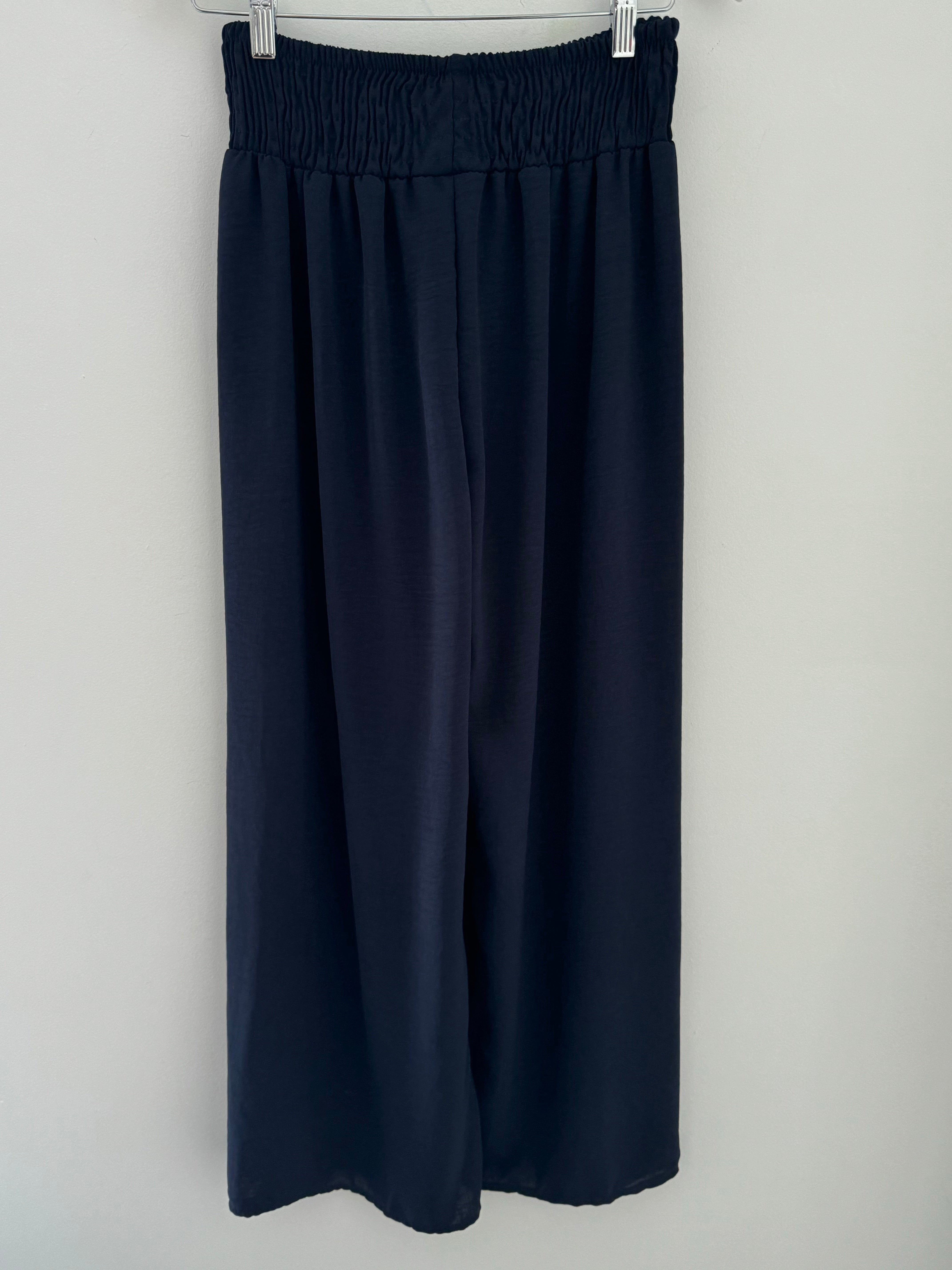 Wide Leg Crepe Trousers in Ink