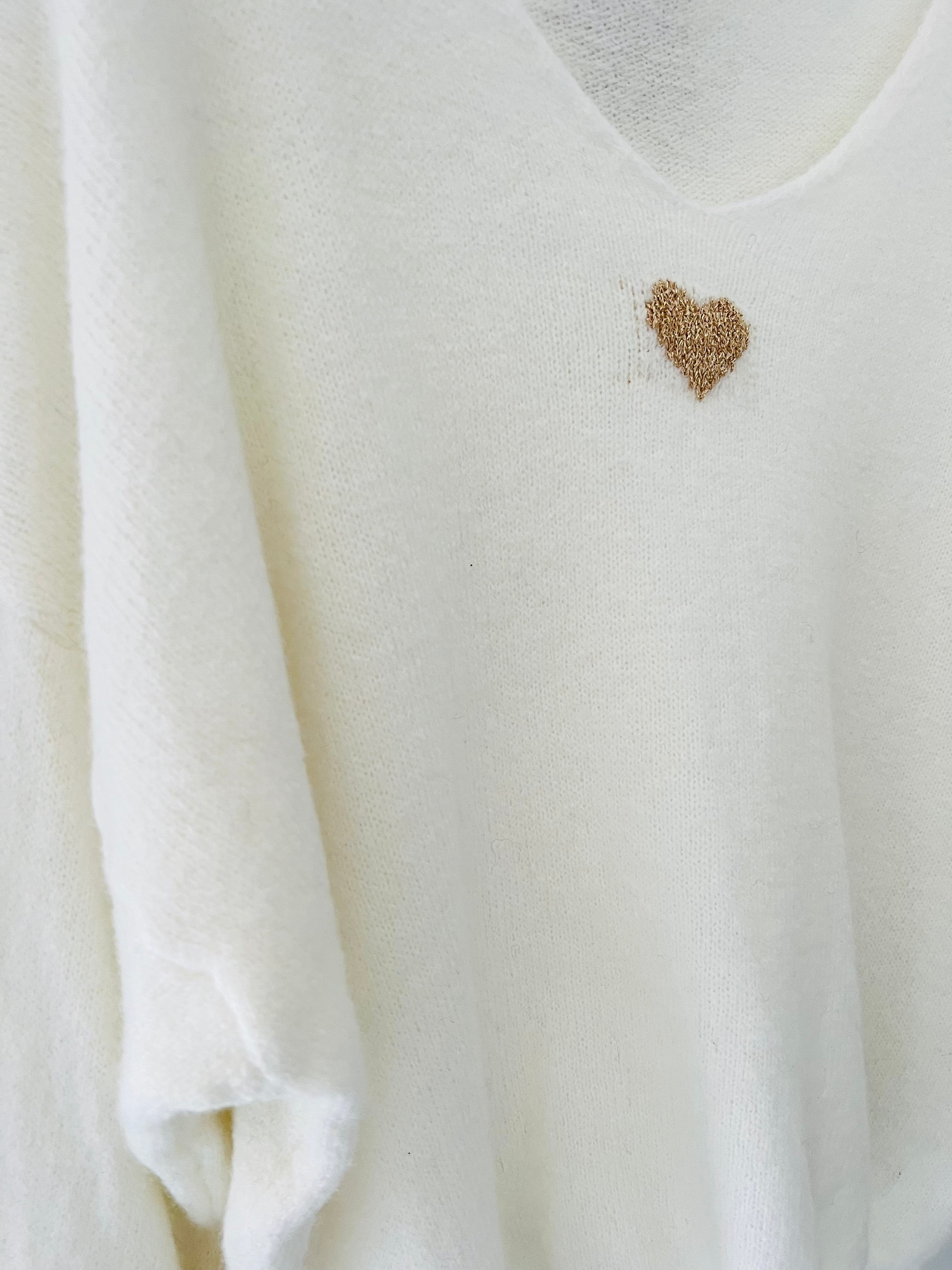 Cosy Heart Jumper in Ivory
