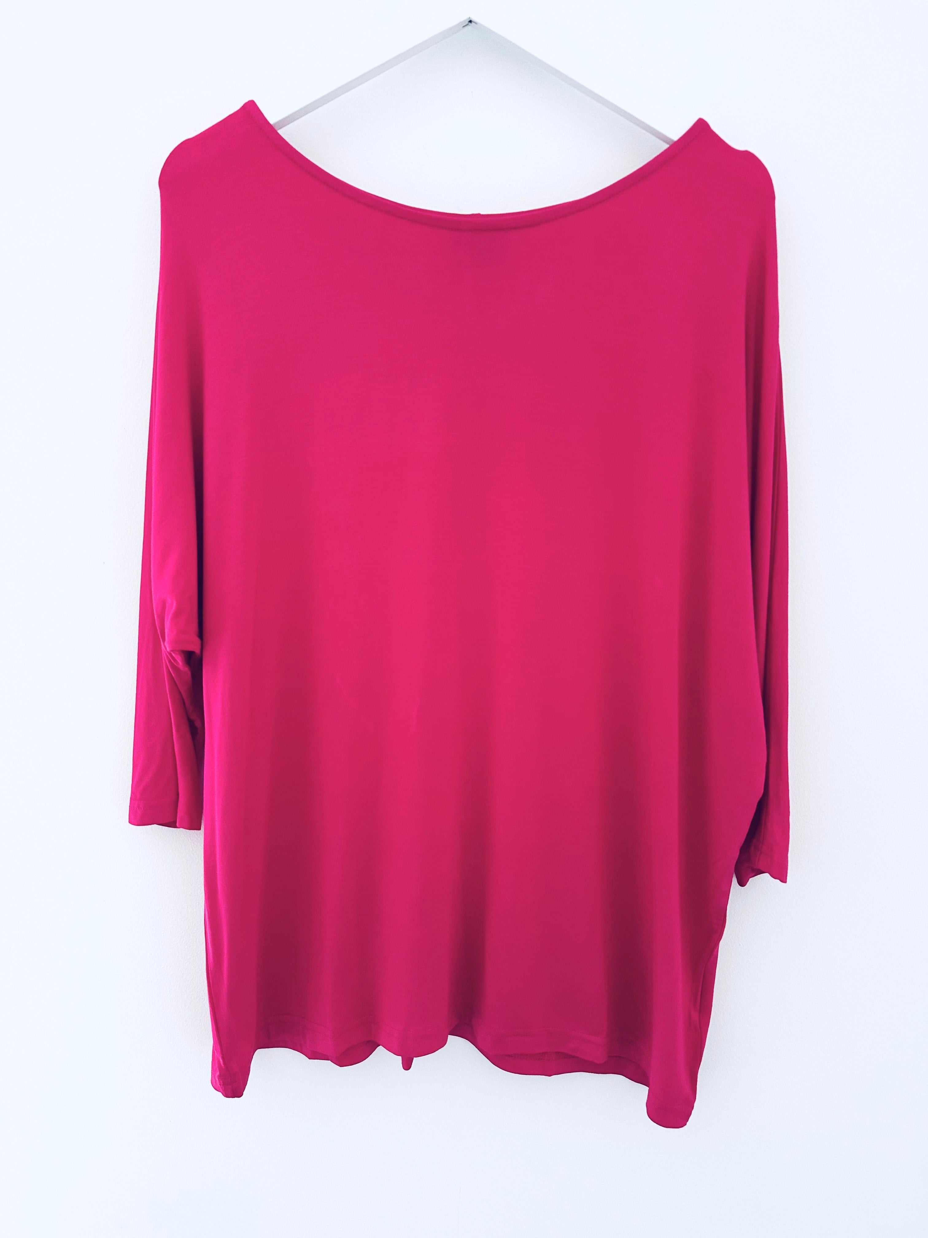 Bamboo Jersey Batwing Top in Raspberry