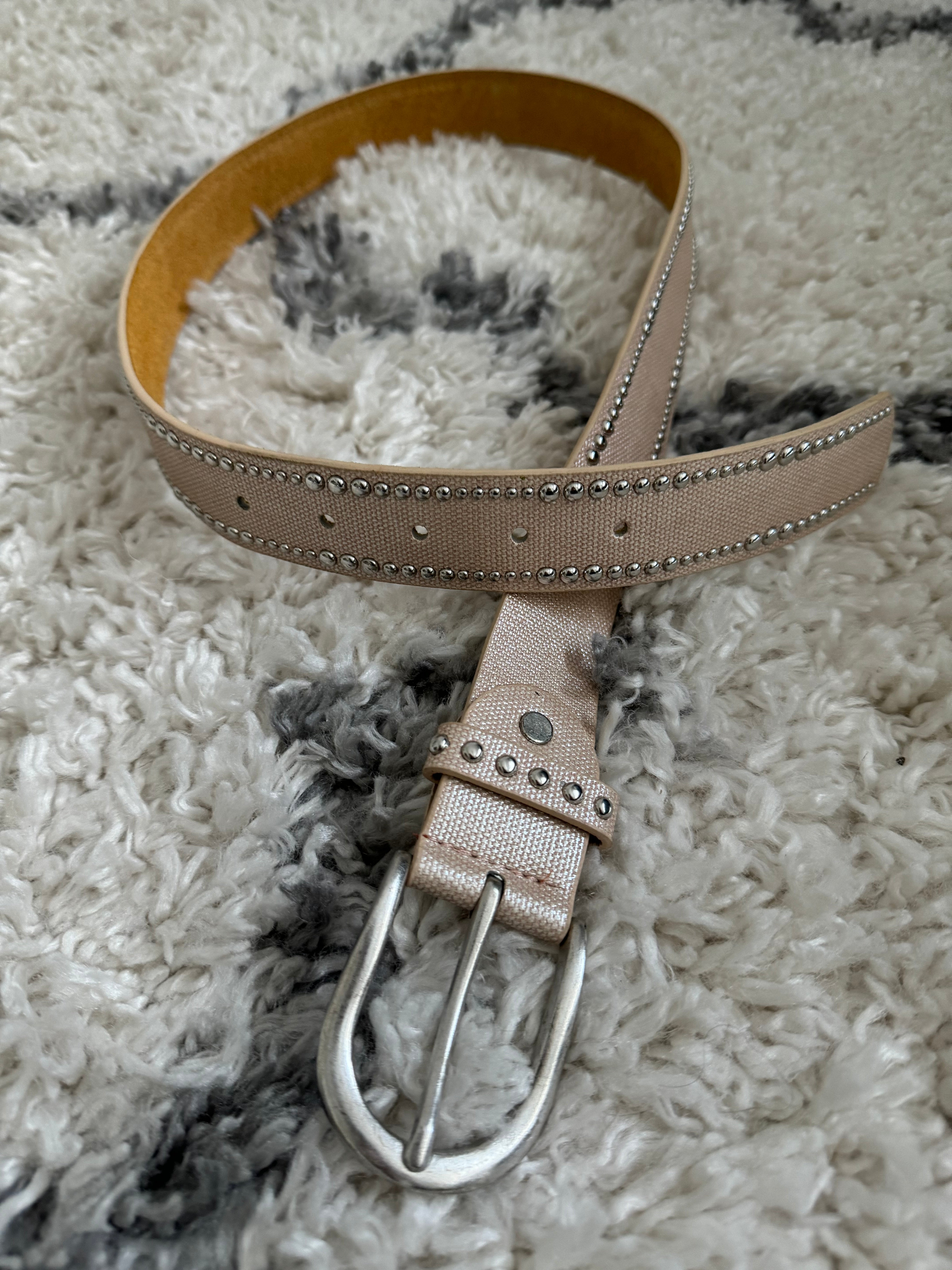 Studded Belt in Warm Ecru