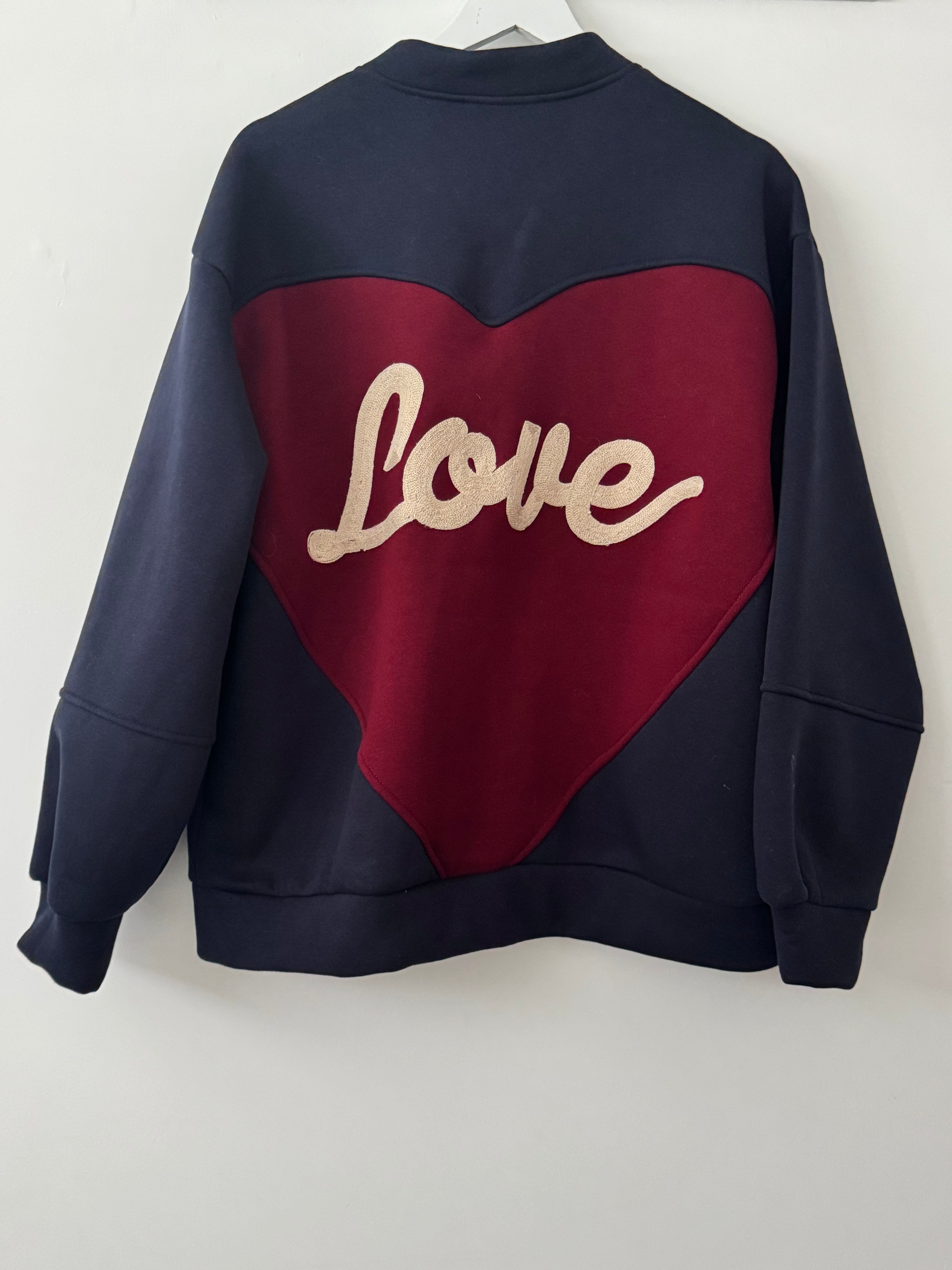 Love Bomber Jacket in Navy & Claret