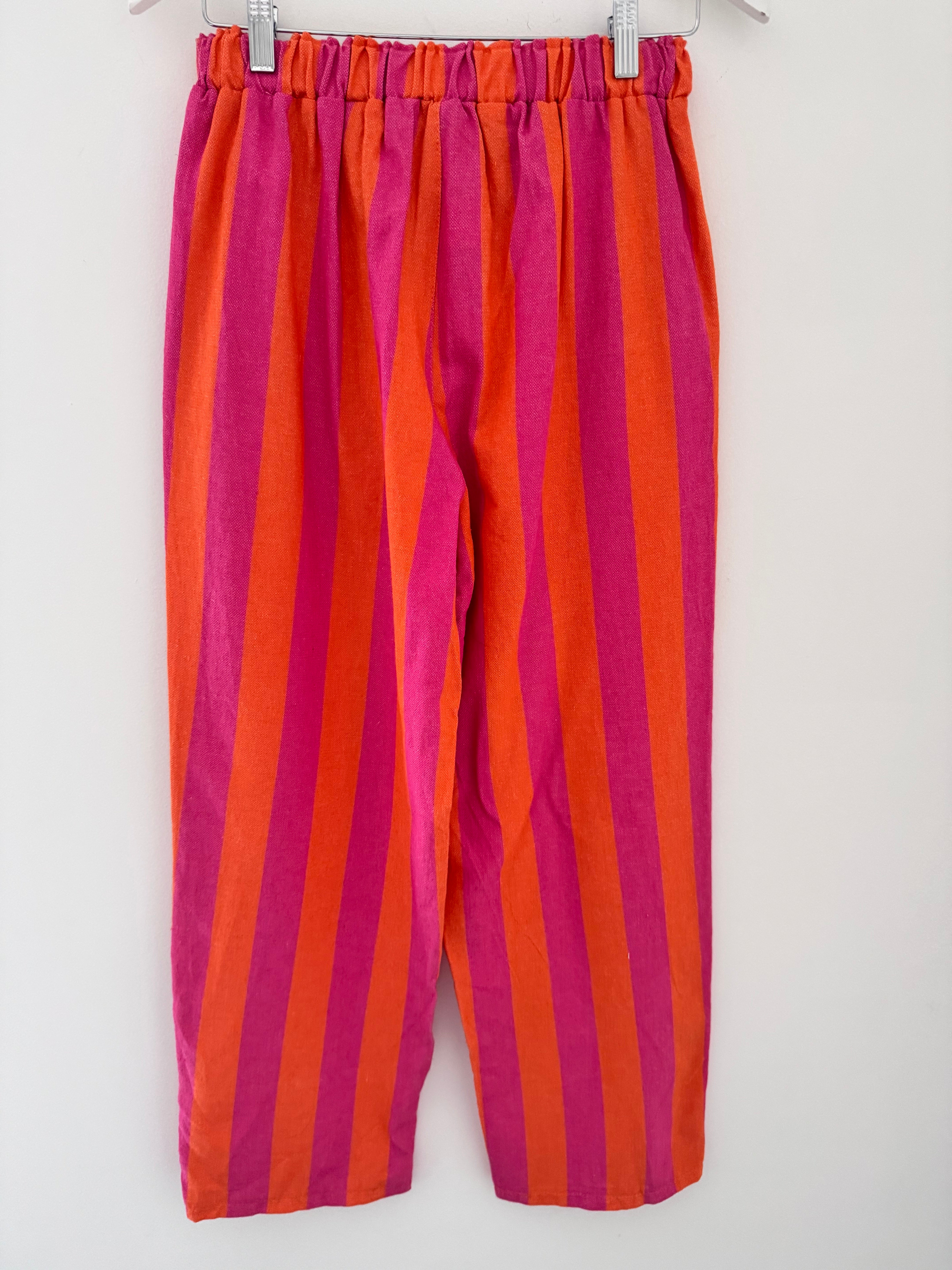 Stripe Trousers with Deep Pockets in Pink & Orange