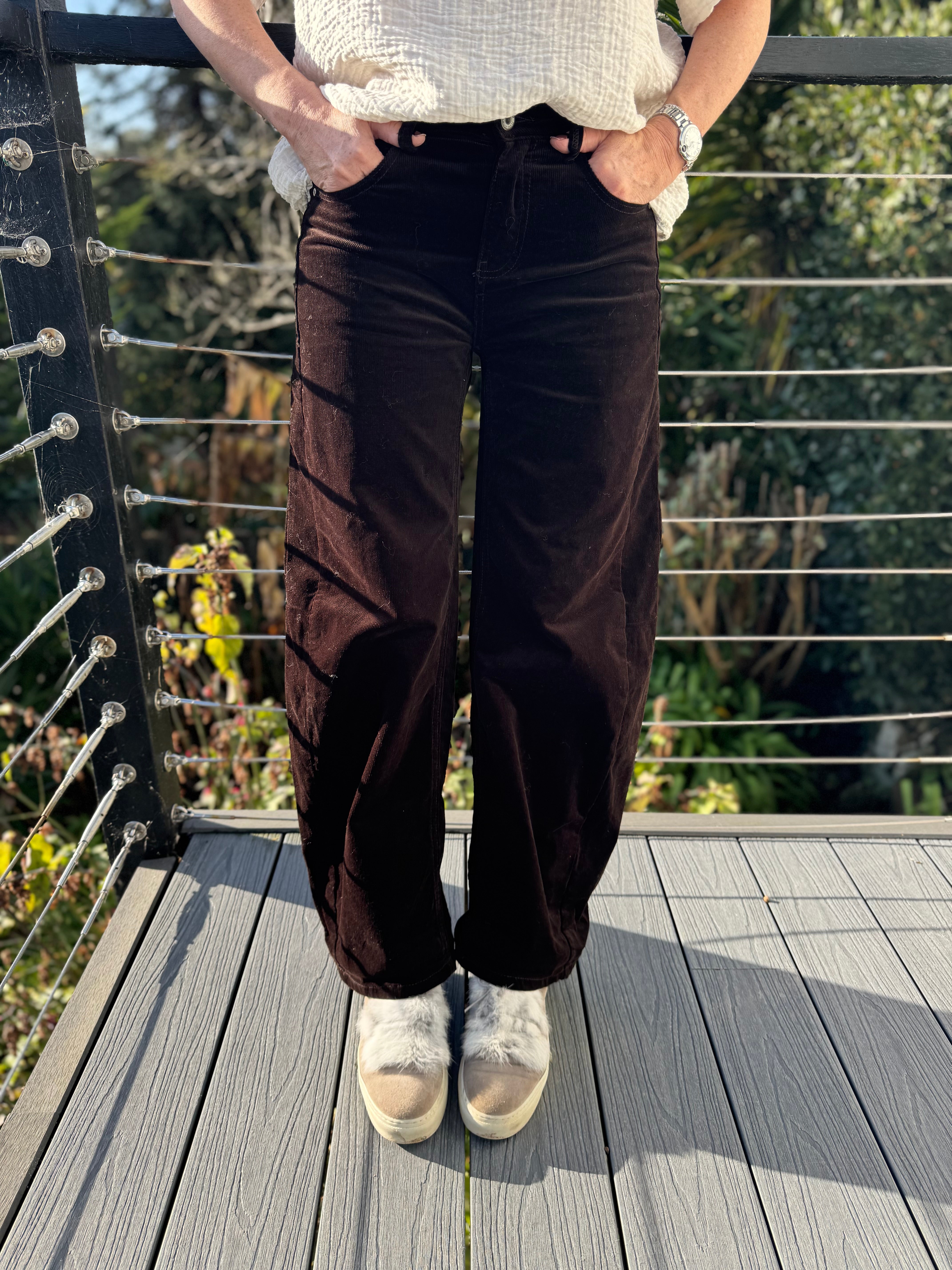 Barrel Leg Cords in Velvety Chocolate