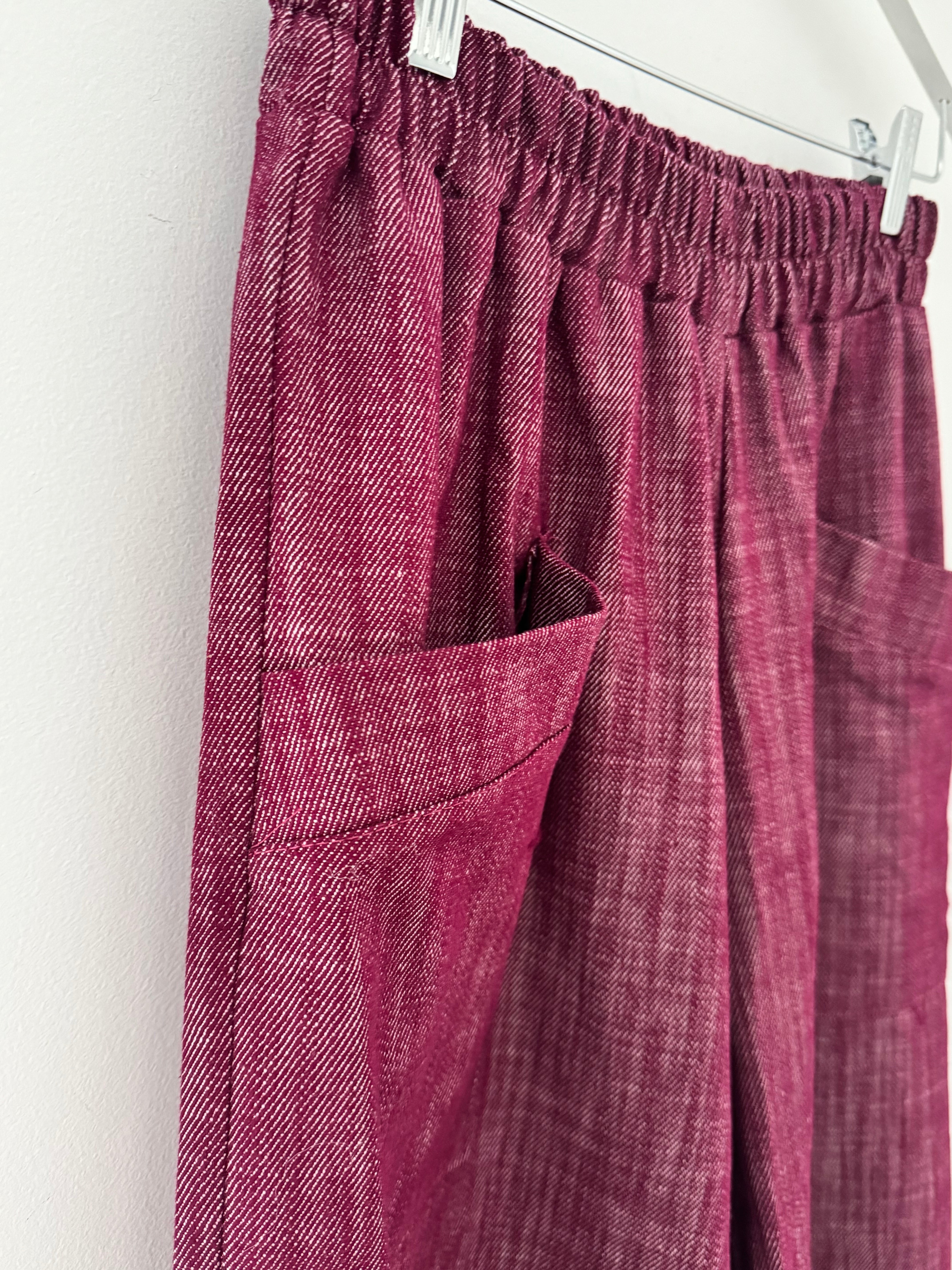 Premium Barrel Leg Trousers in Plum
