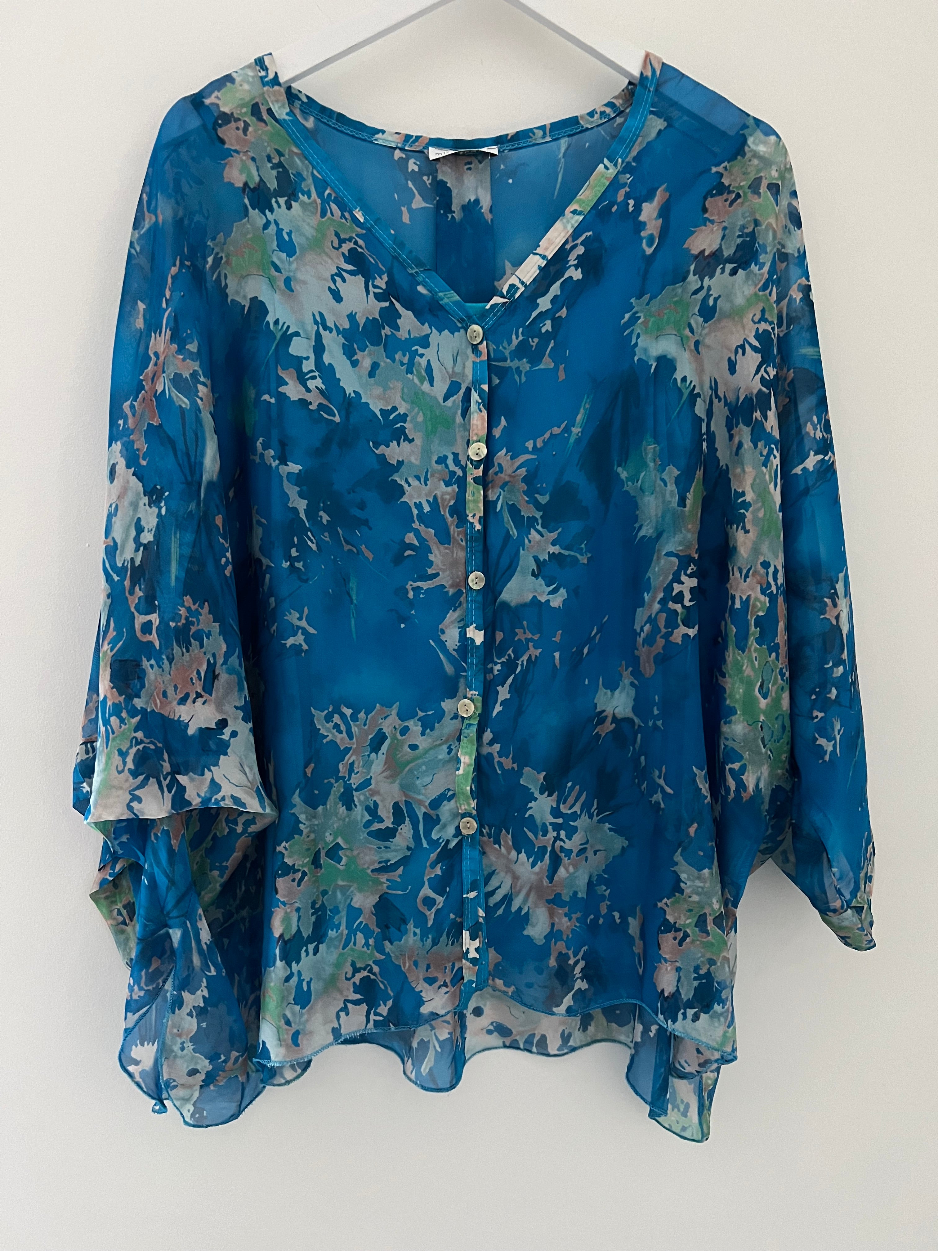Silk Blouse & Cami in Shades of Aqua & Turquoise