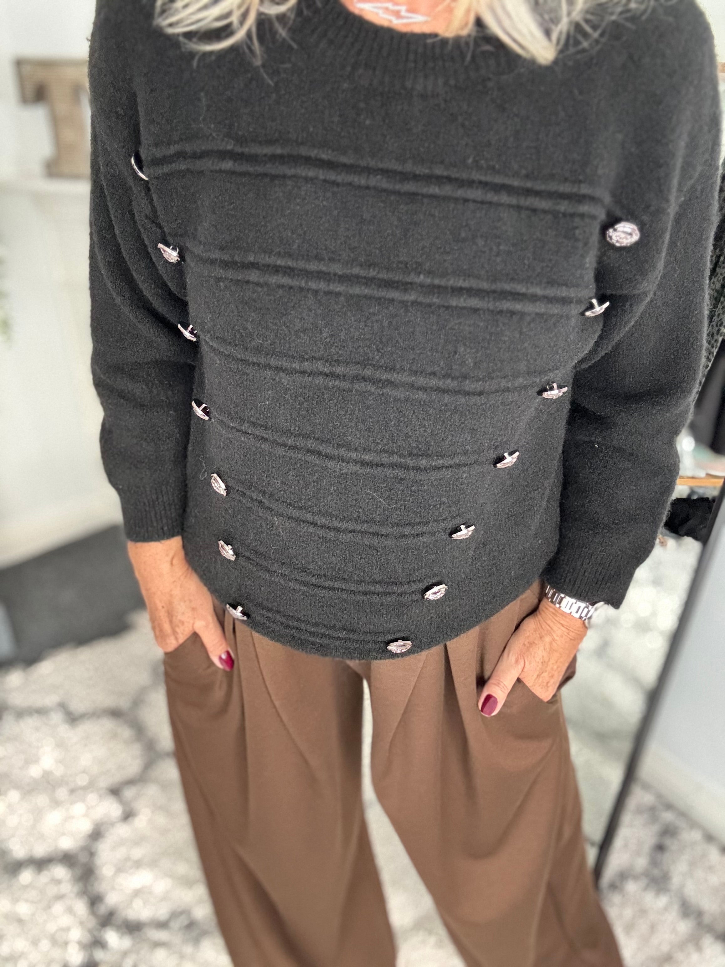Soft Military Jumper in Black