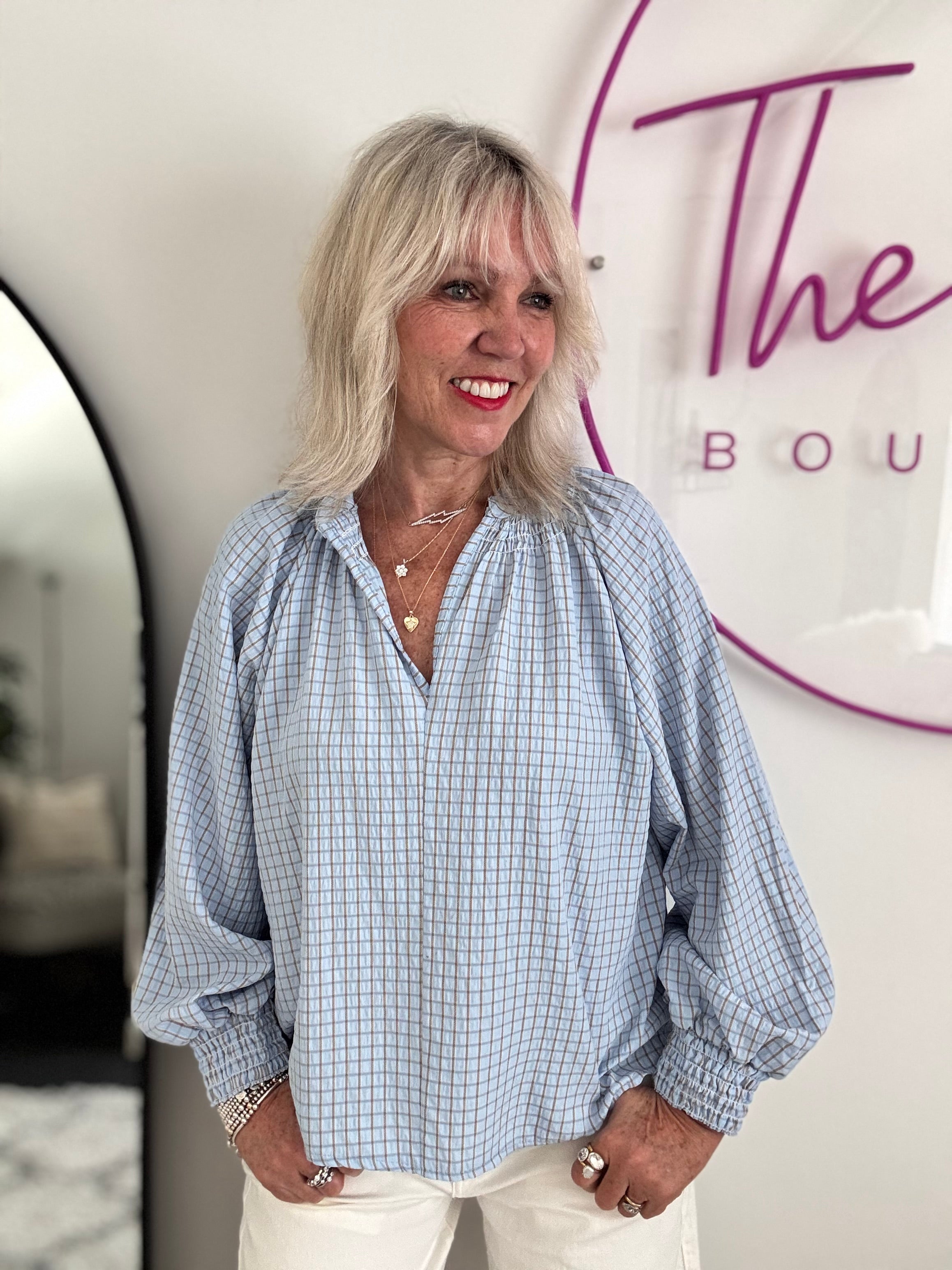 Checked Blouse in Blue