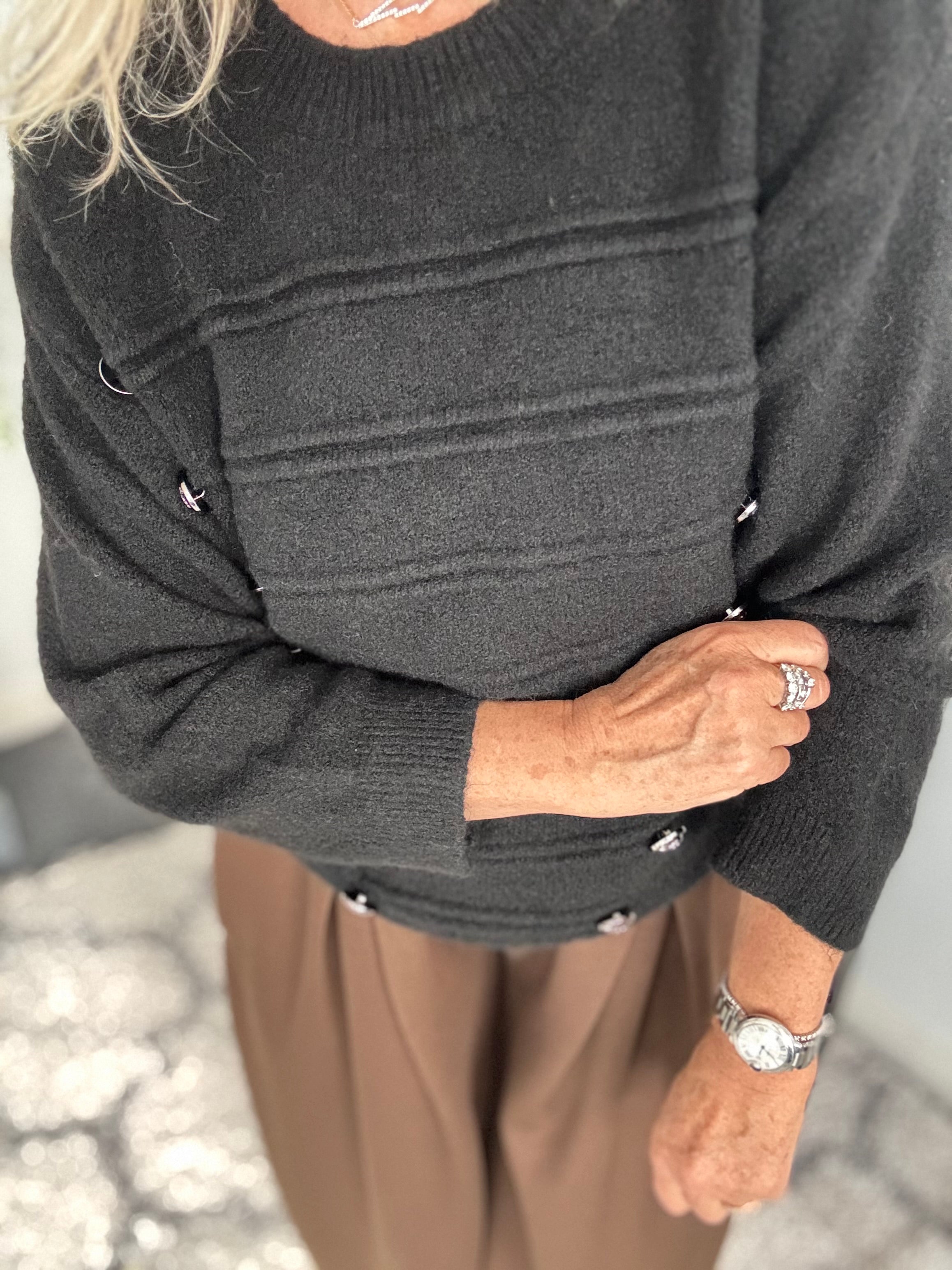 Soft Military Jumper in Black