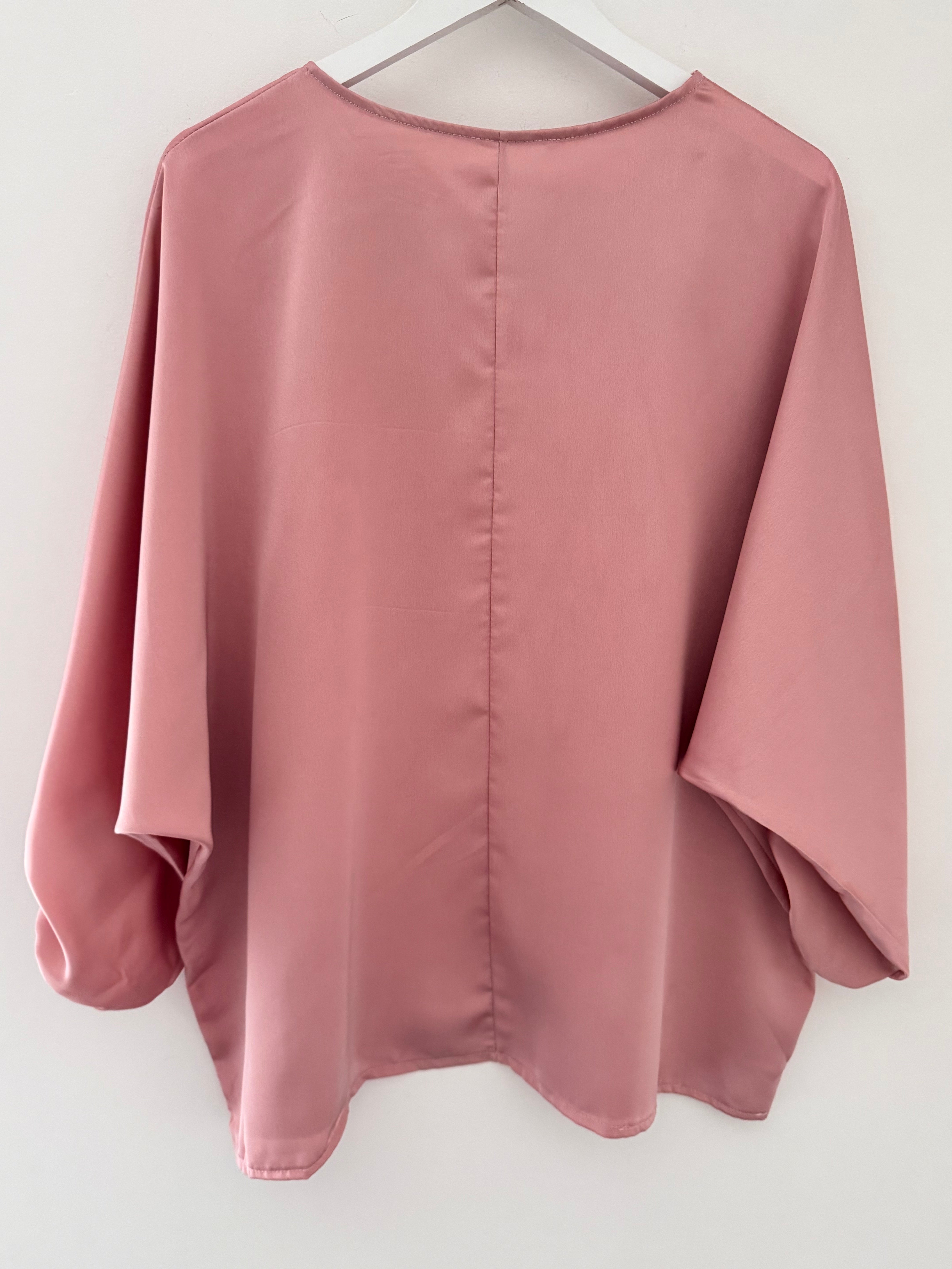 Silky Round Neck Top in Deep Blush