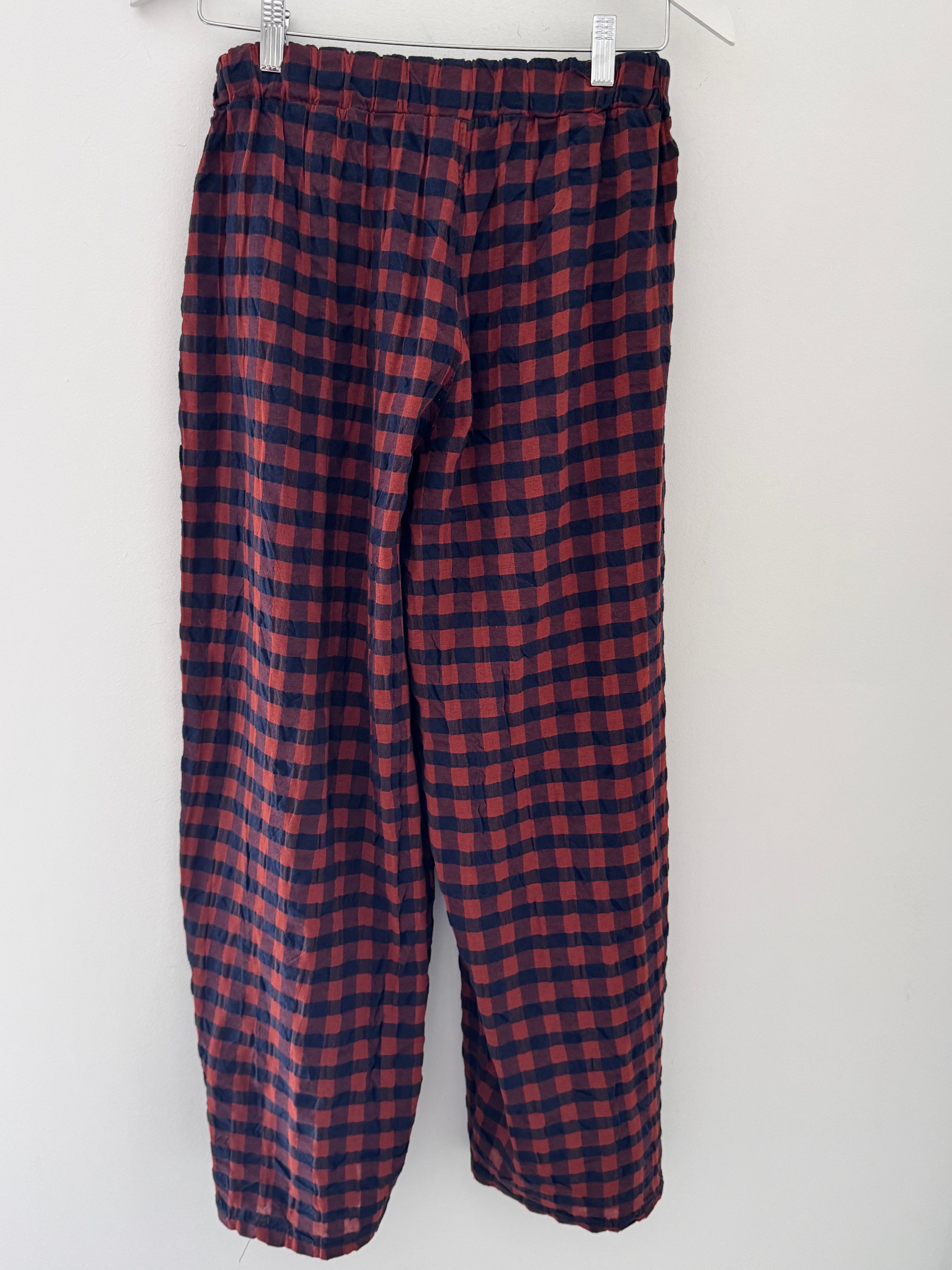 Barrel Check Trousers in Rust & Navy