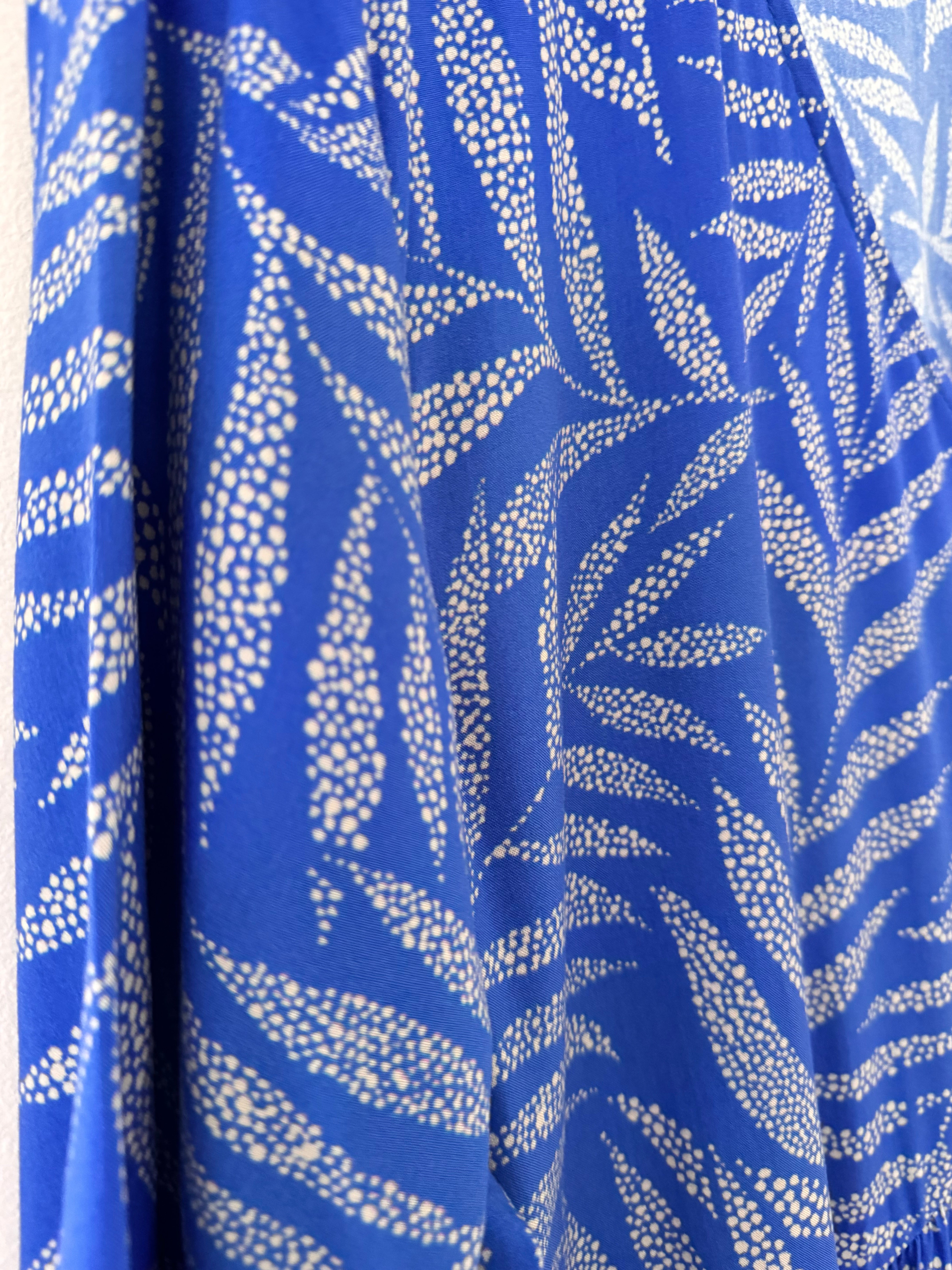 Leaf Tiered Dress in Royal Blue