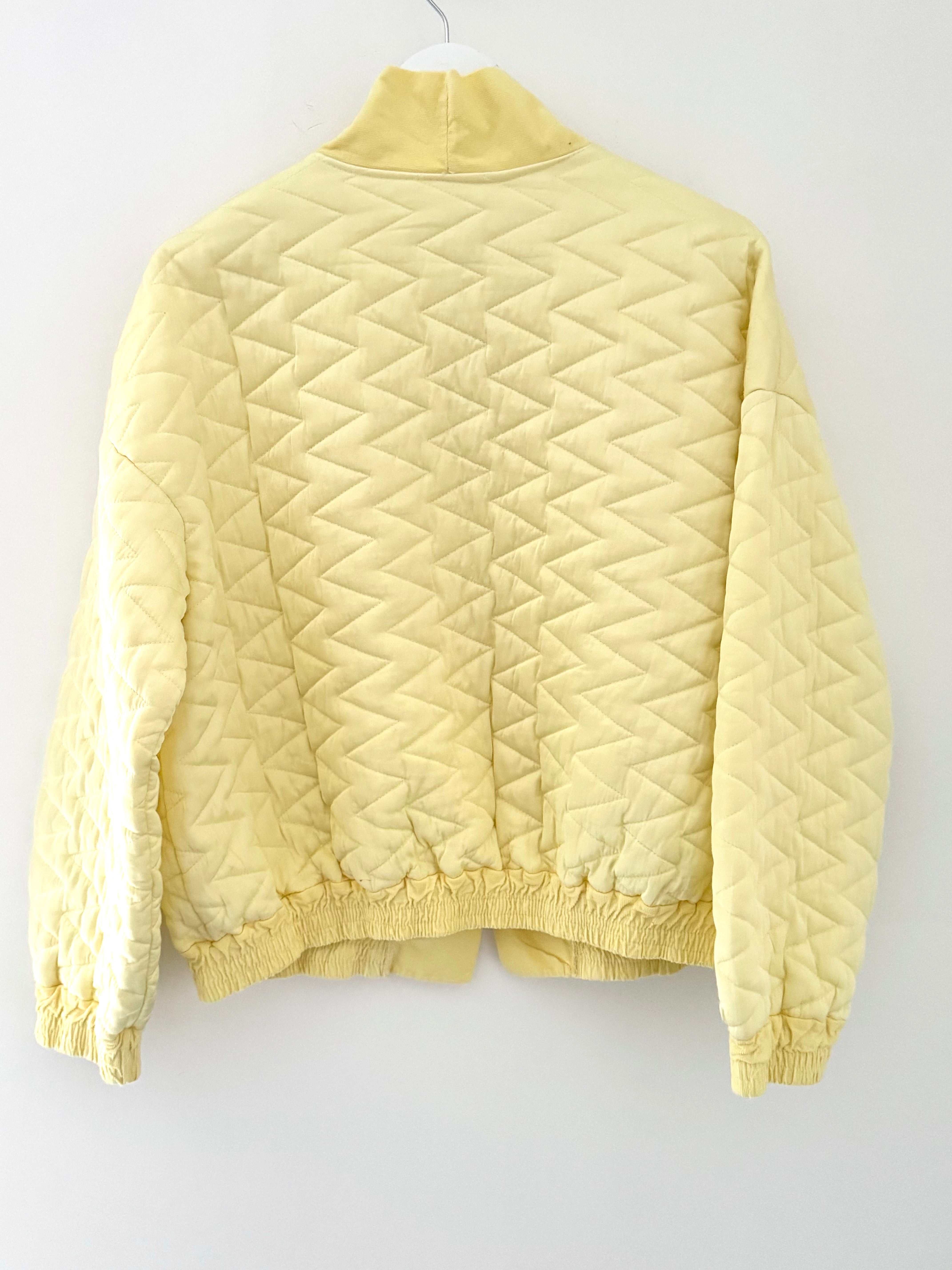 Designer Quilted Bomber Jacket in Lemon