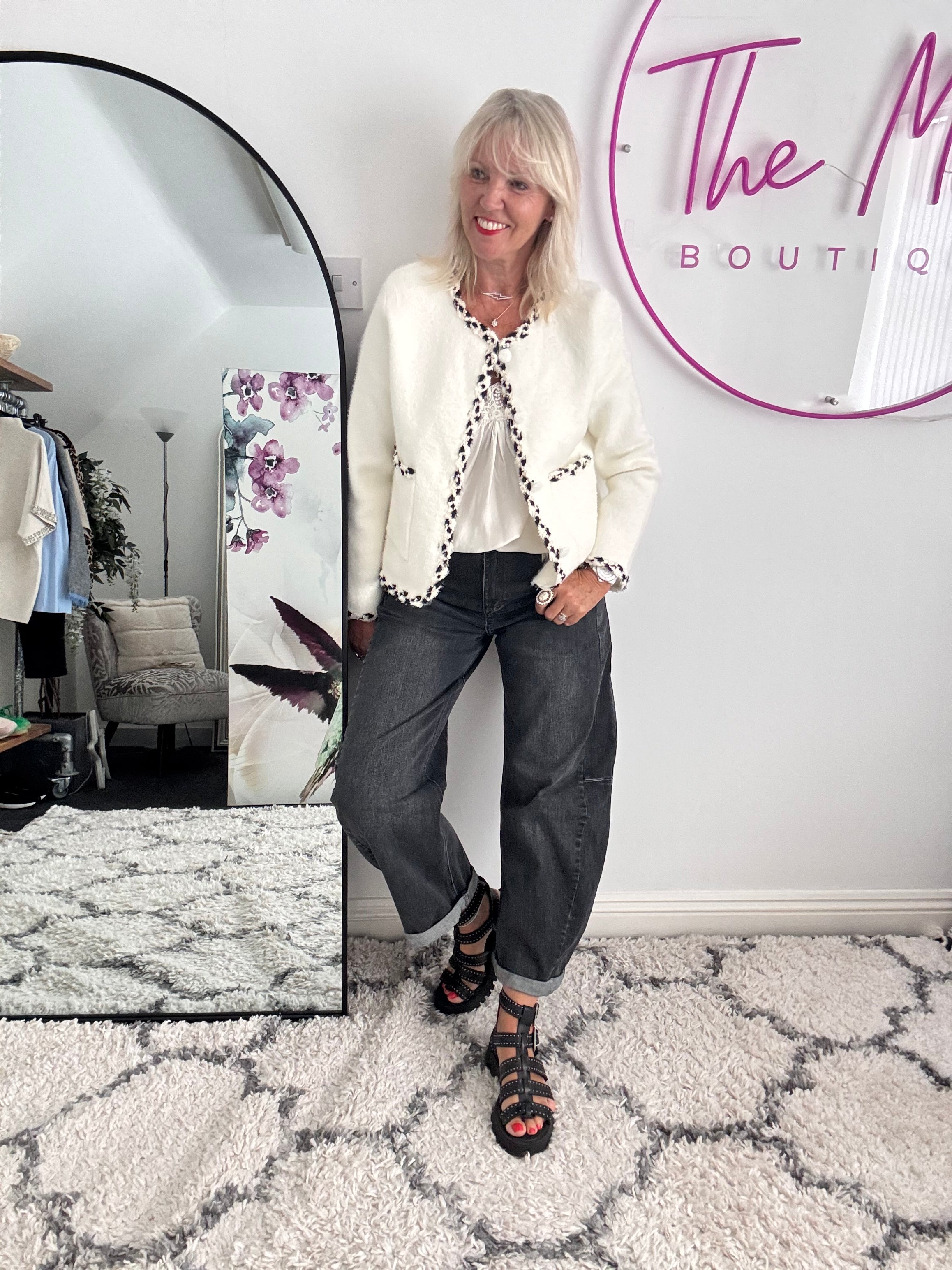 Button Cardi Jacket in Ivory