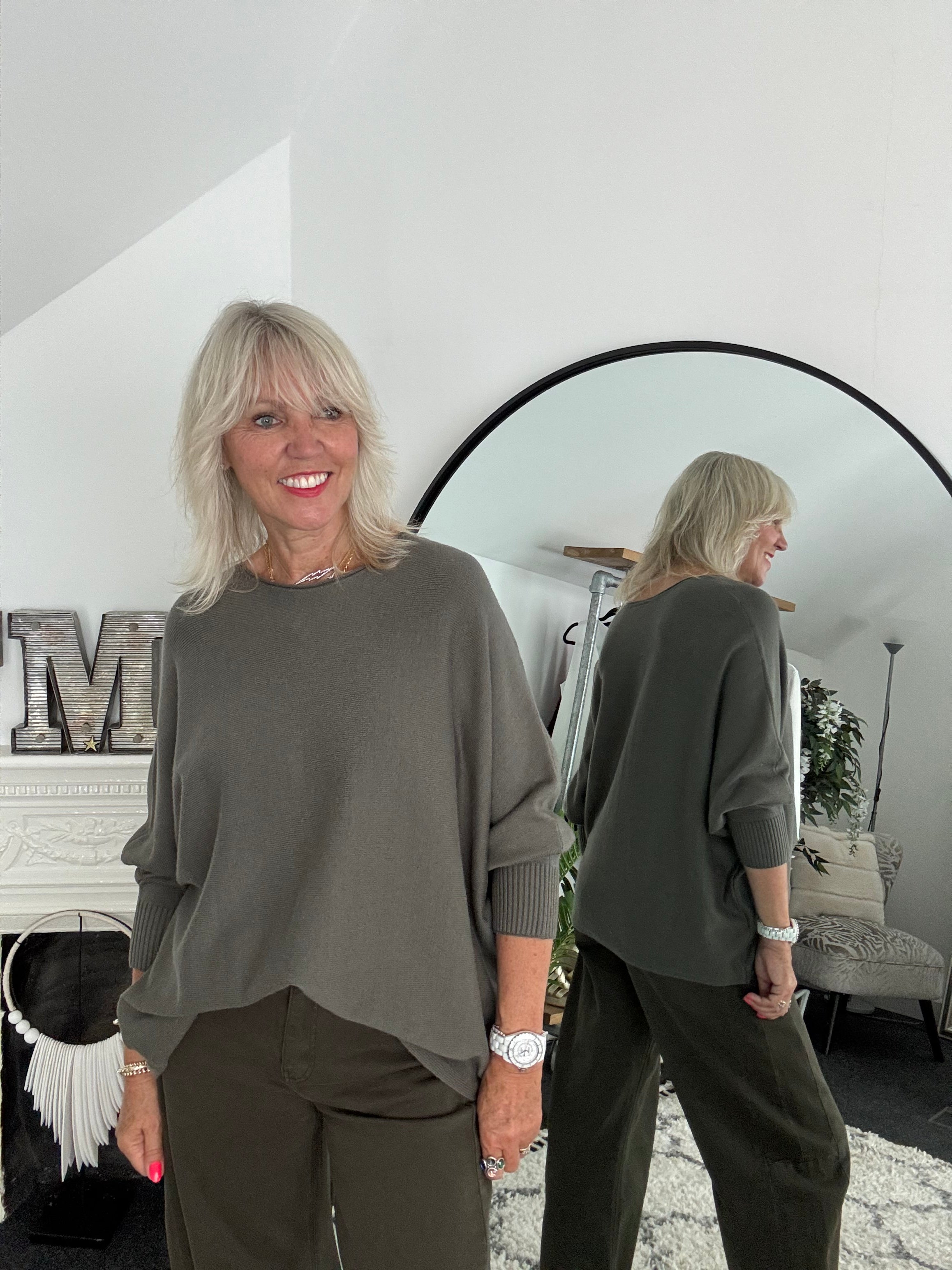 Soft Batwing Knit in Khaki