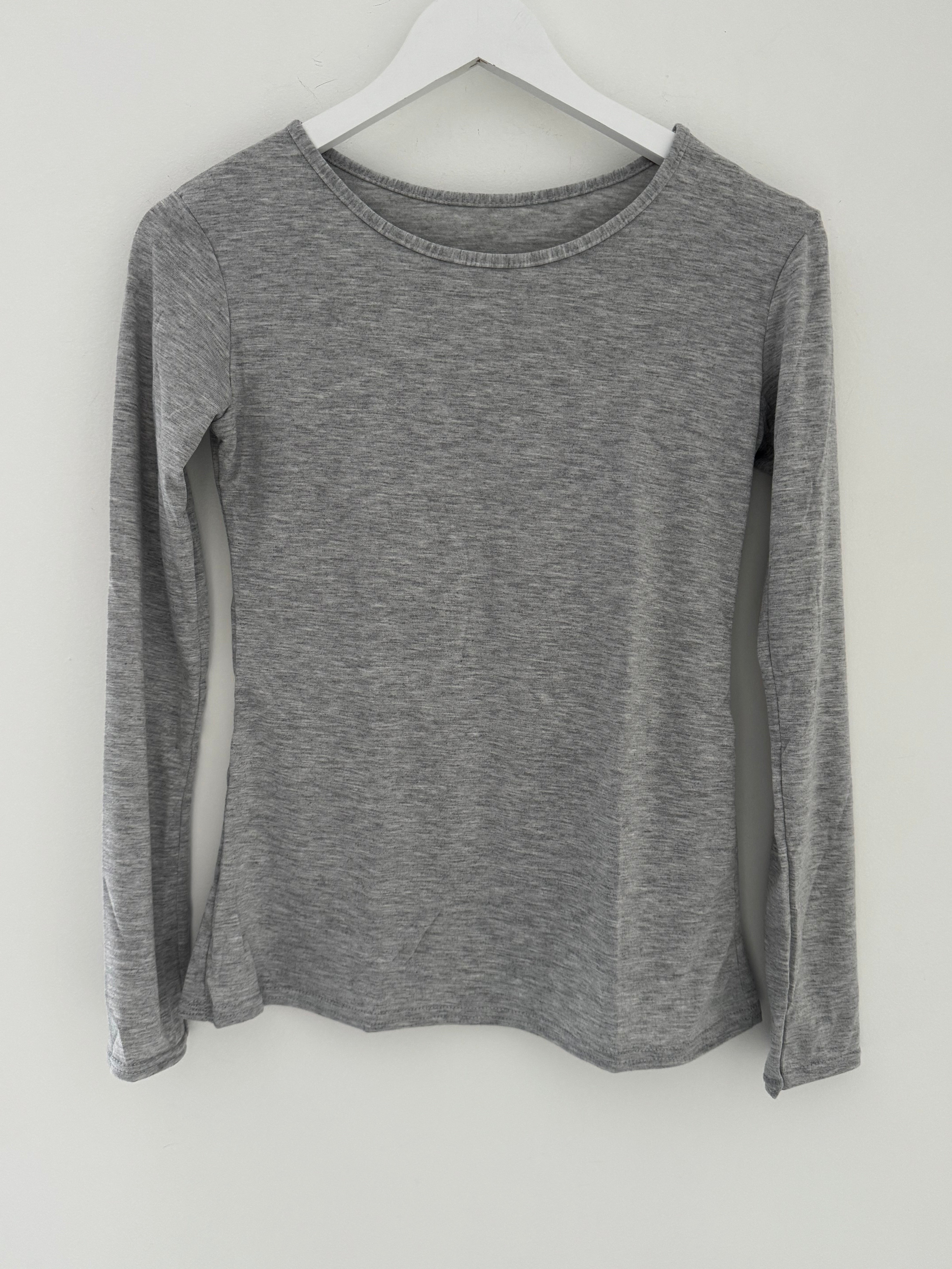 Long Sleeve Stretch Top in Marl Grey