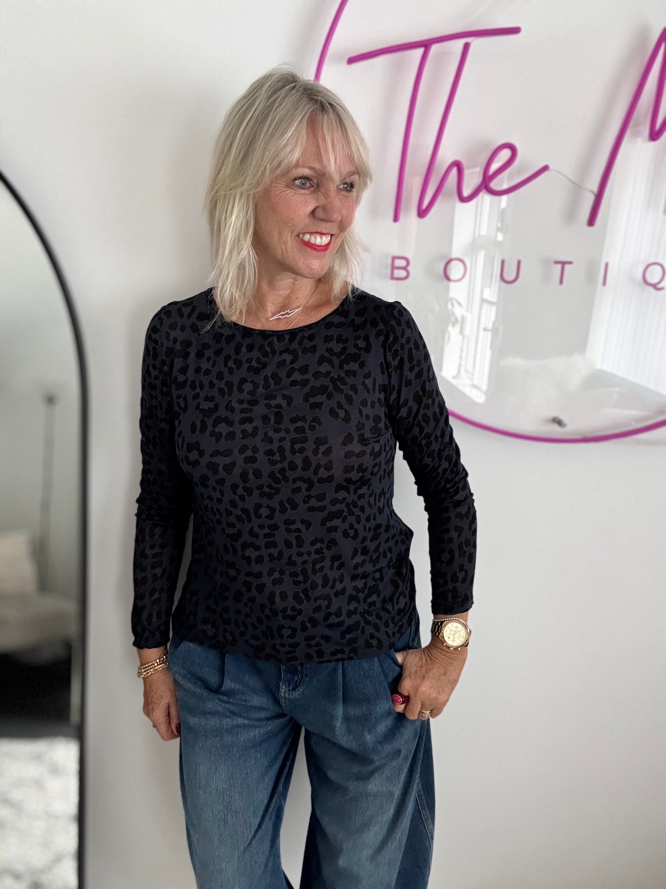 Ultrasoft Cashmere Blend Base Layer in Navy Leo