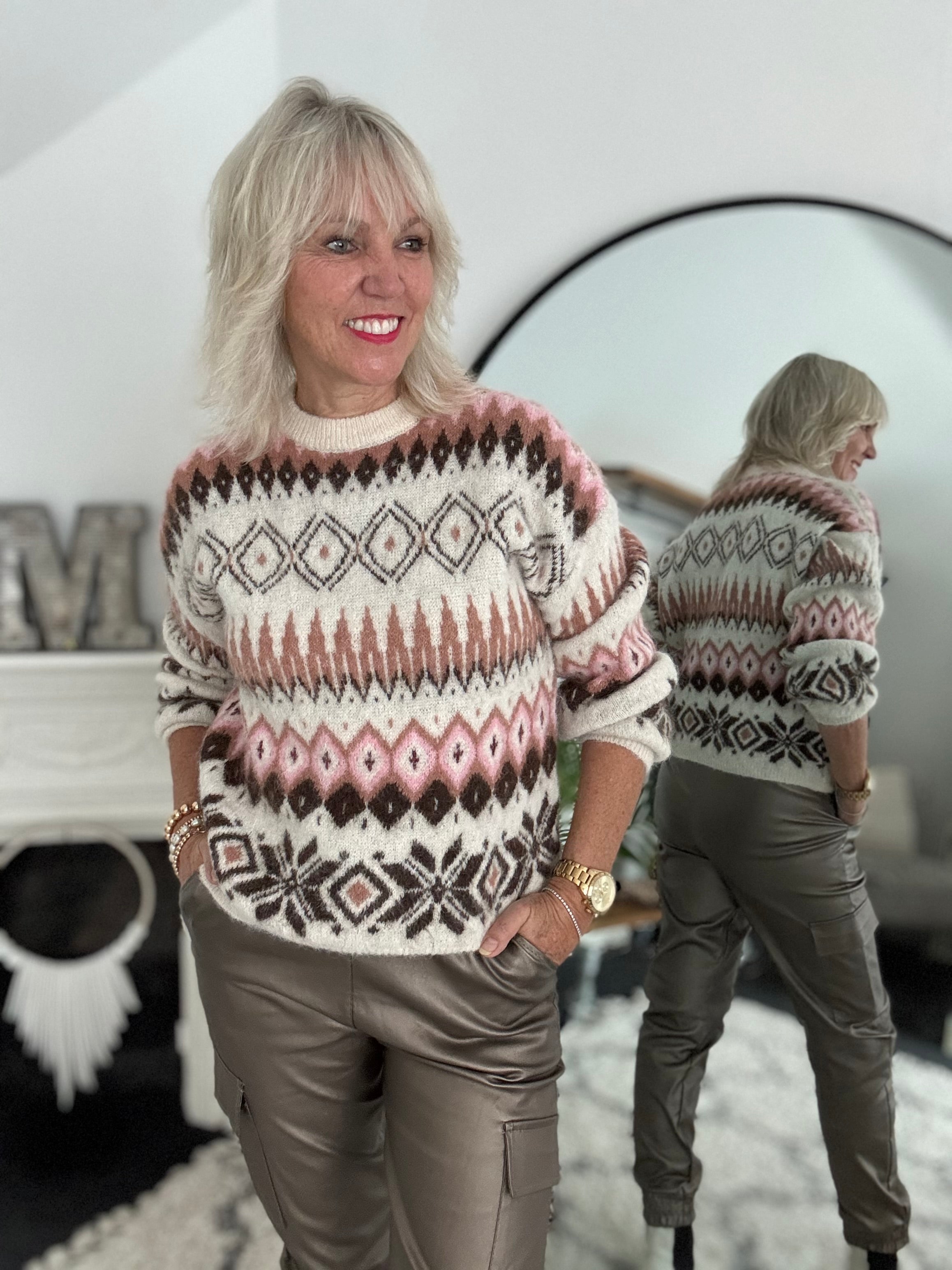 Softie Pattern Jumper in Pink & Mocha