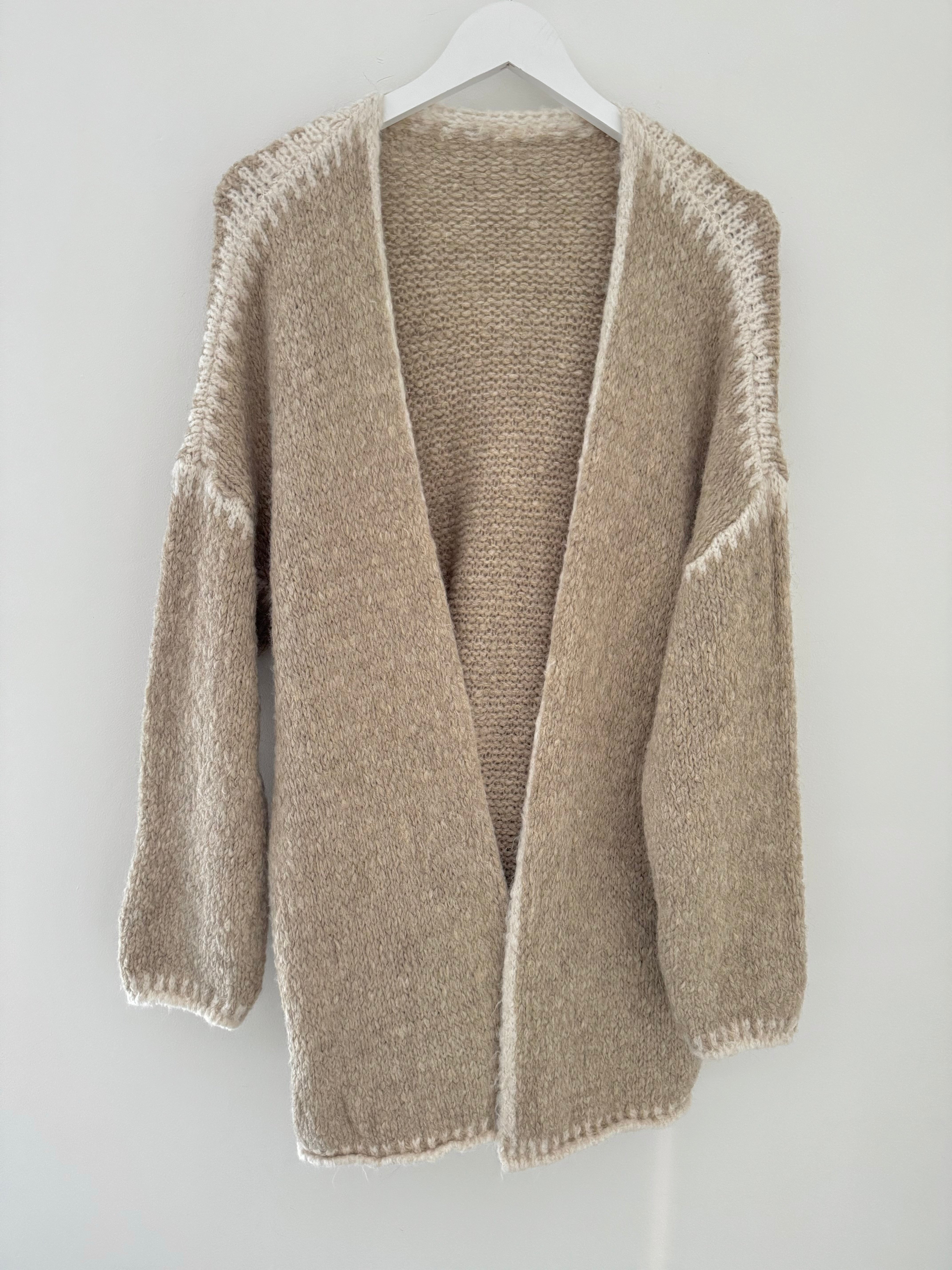 Whip Stitch Cardi in Stone & Ivory
