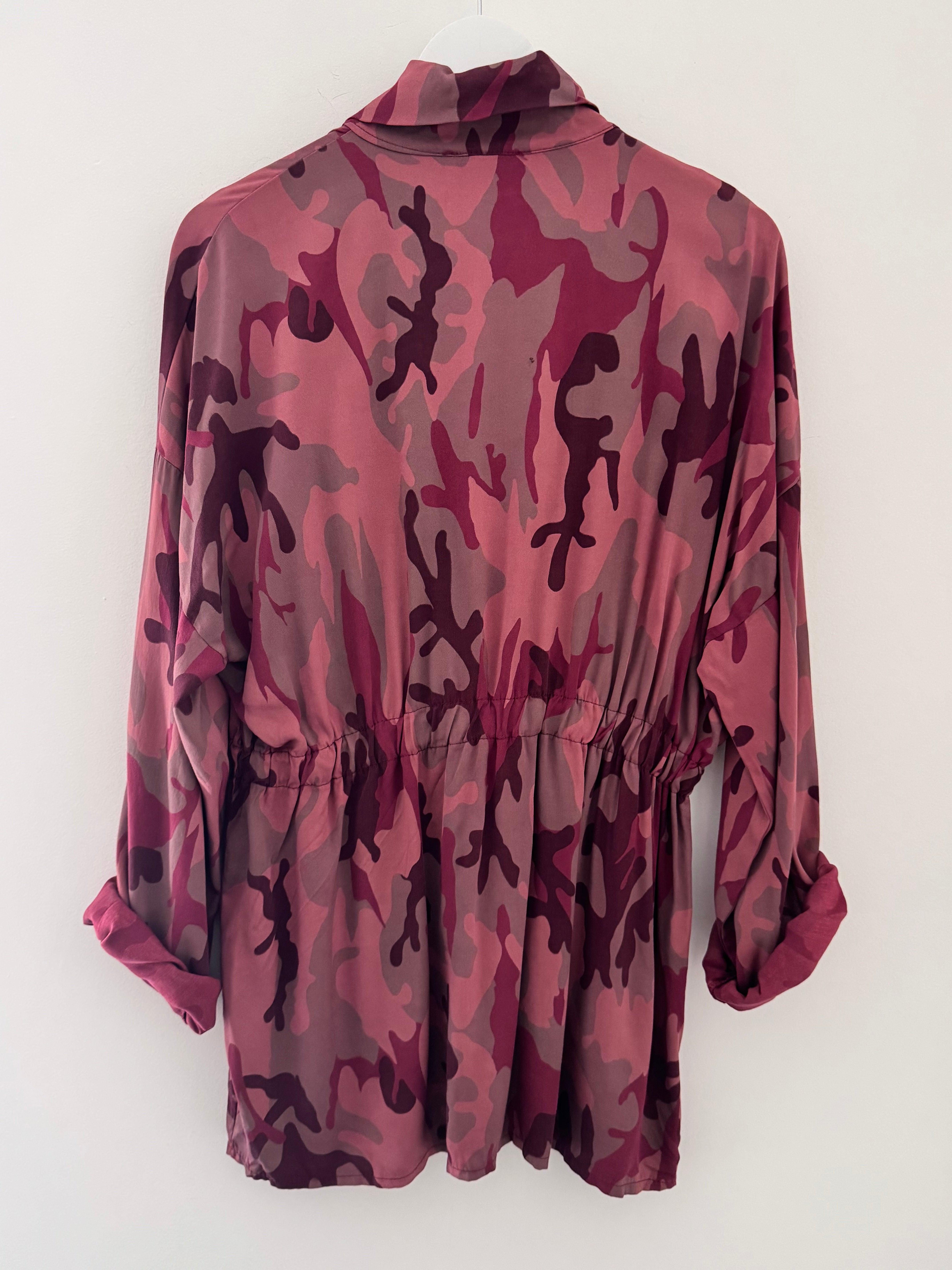 Light Camo Shacket in Plum & Berry