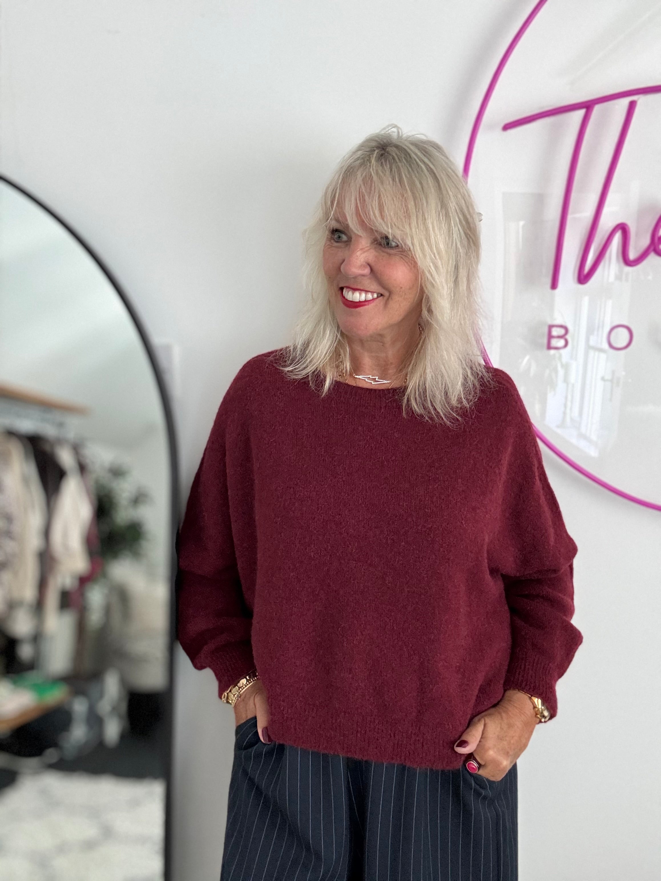 Luxe Slouchy Alpaca Jumper in Berry