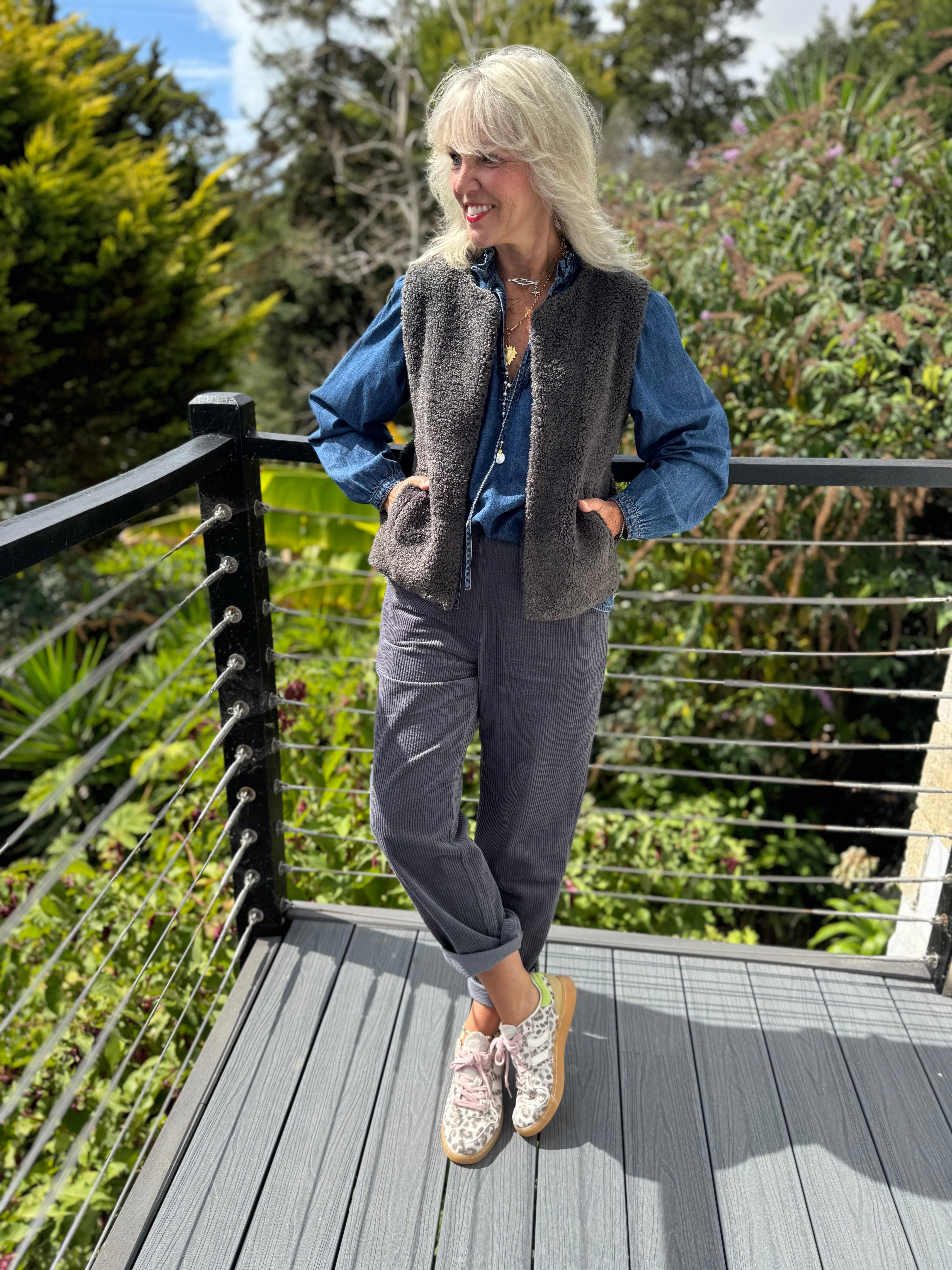 Luxe Cord Joggers in Deep Grey