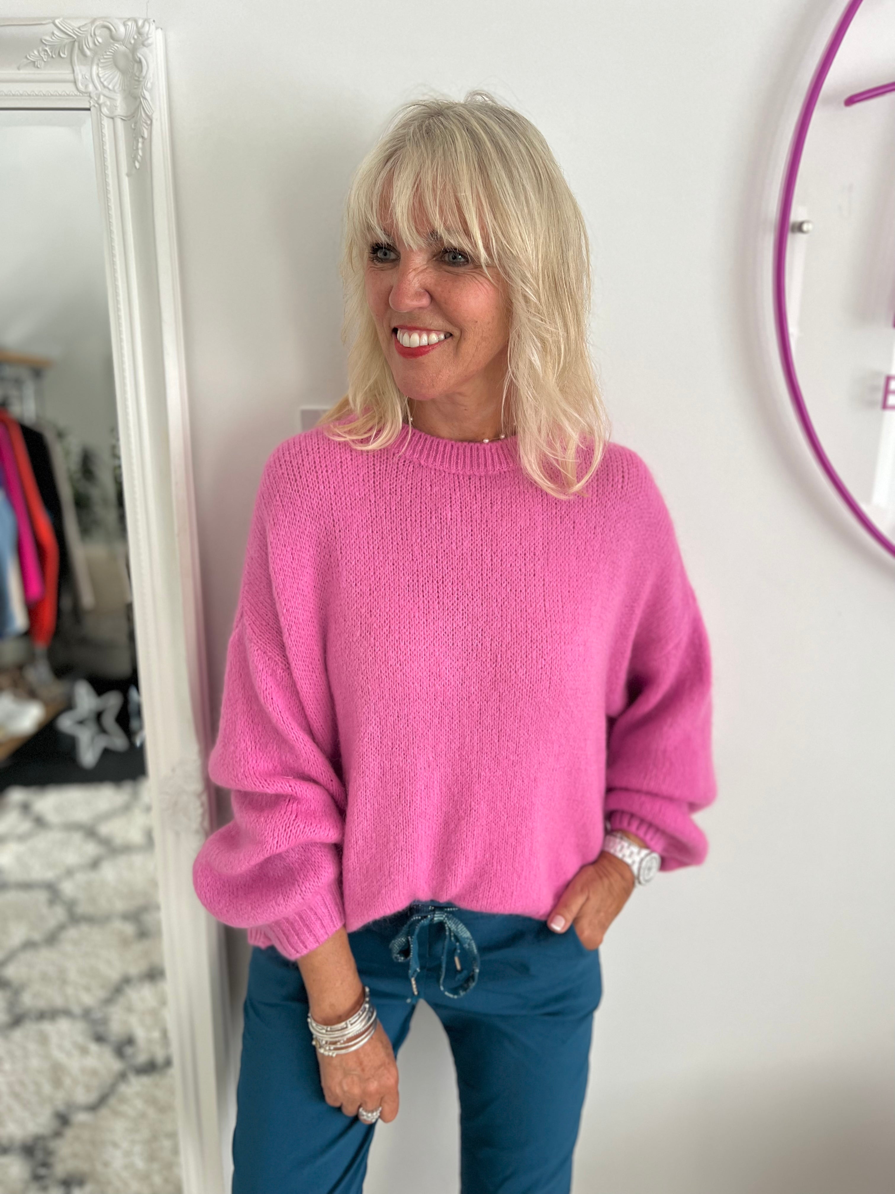 Round Neck Knit in Candy Pink
