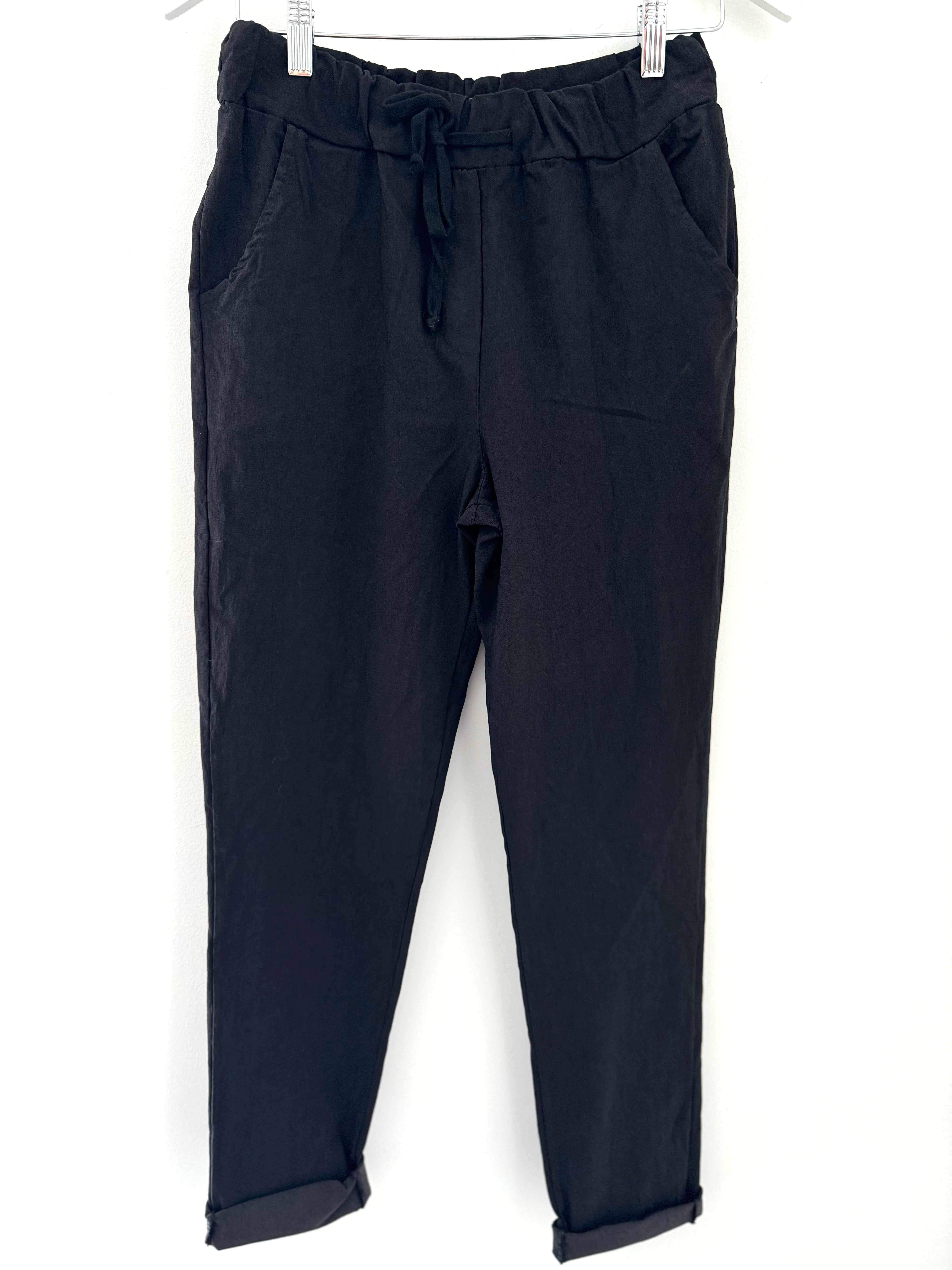 Super Stretch Plain Tie Joggers in Black