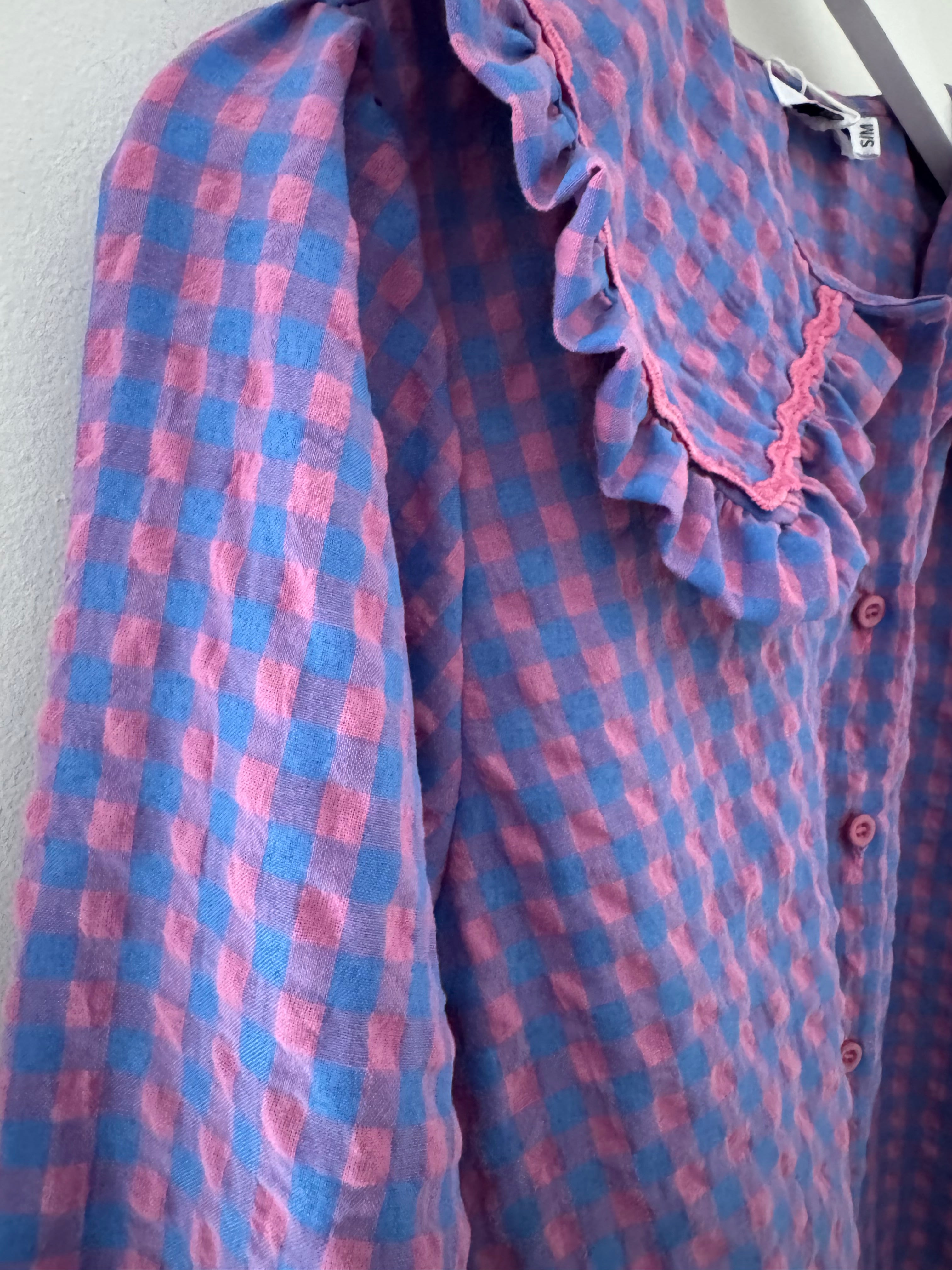 Collared Check Shirt in Lilac & Blue