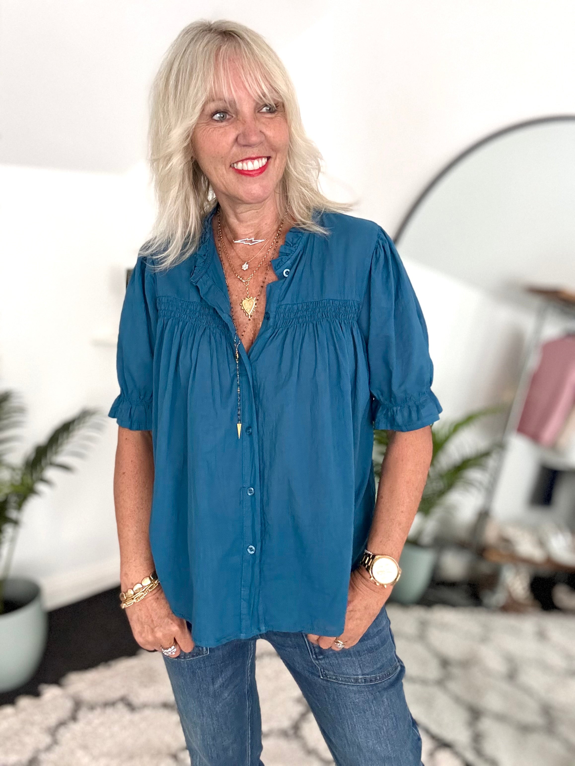 Lawn Cotton Shirt in Teal
