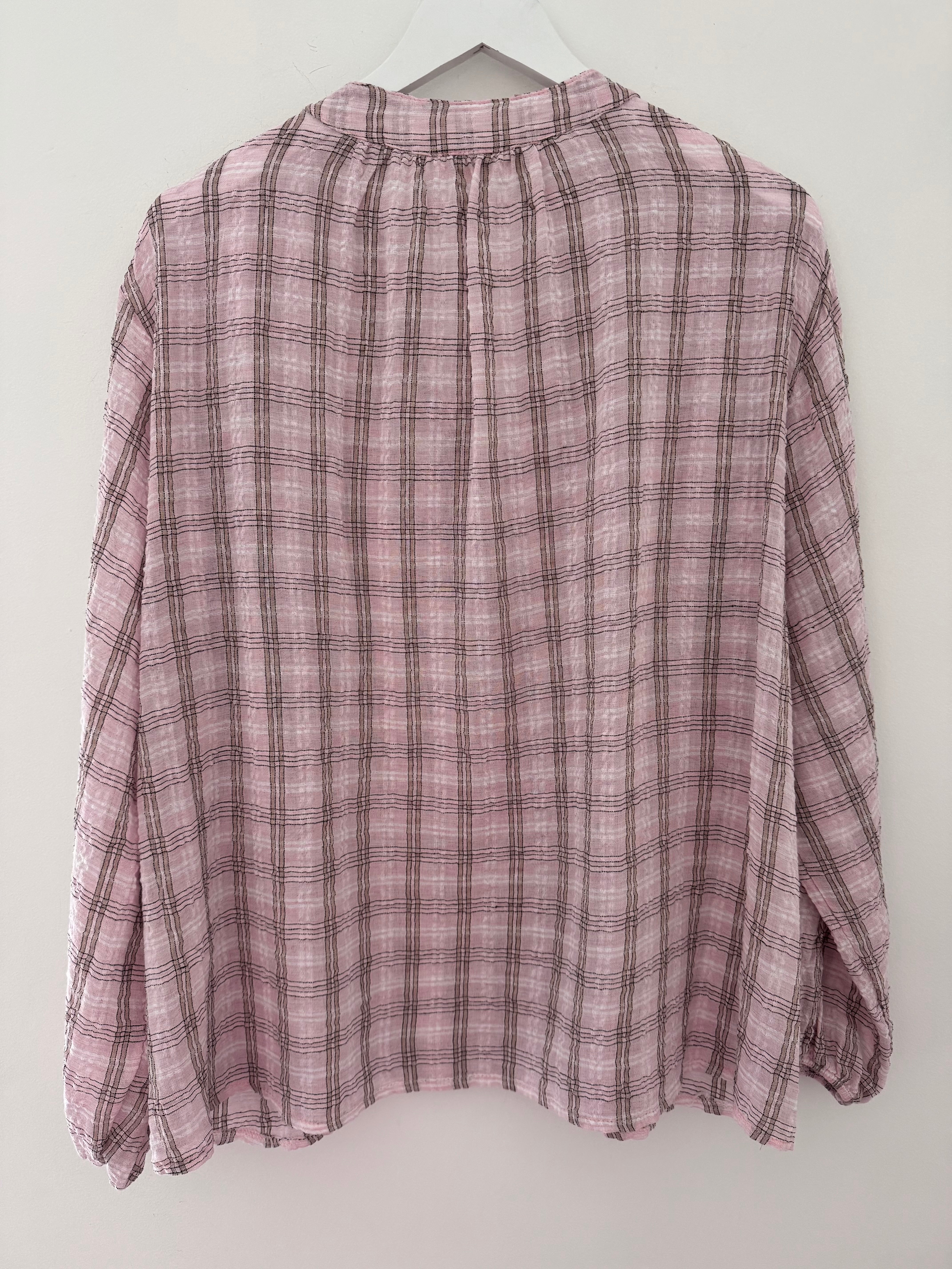 Checked Seersucker Shirt in Pink