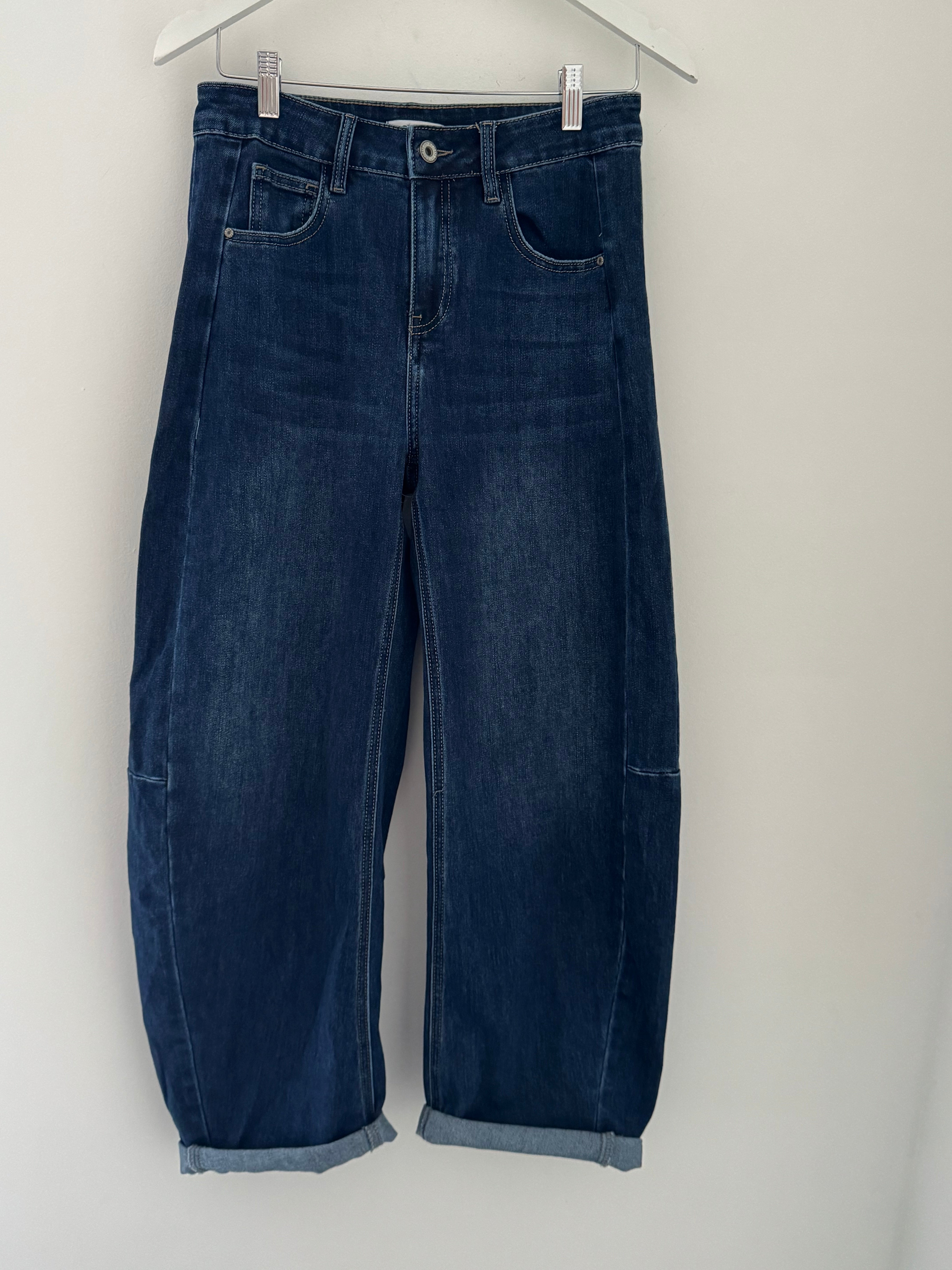 Barrel Leg Jeans in Deep Denim