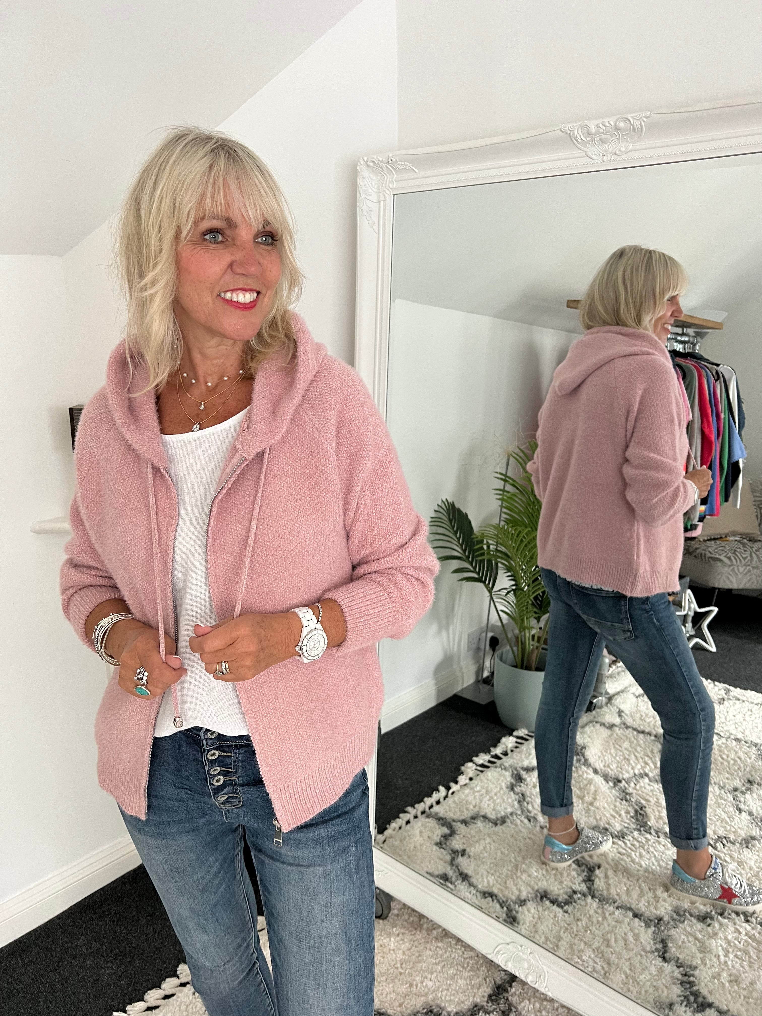 Soft Hooded Knit in Pink