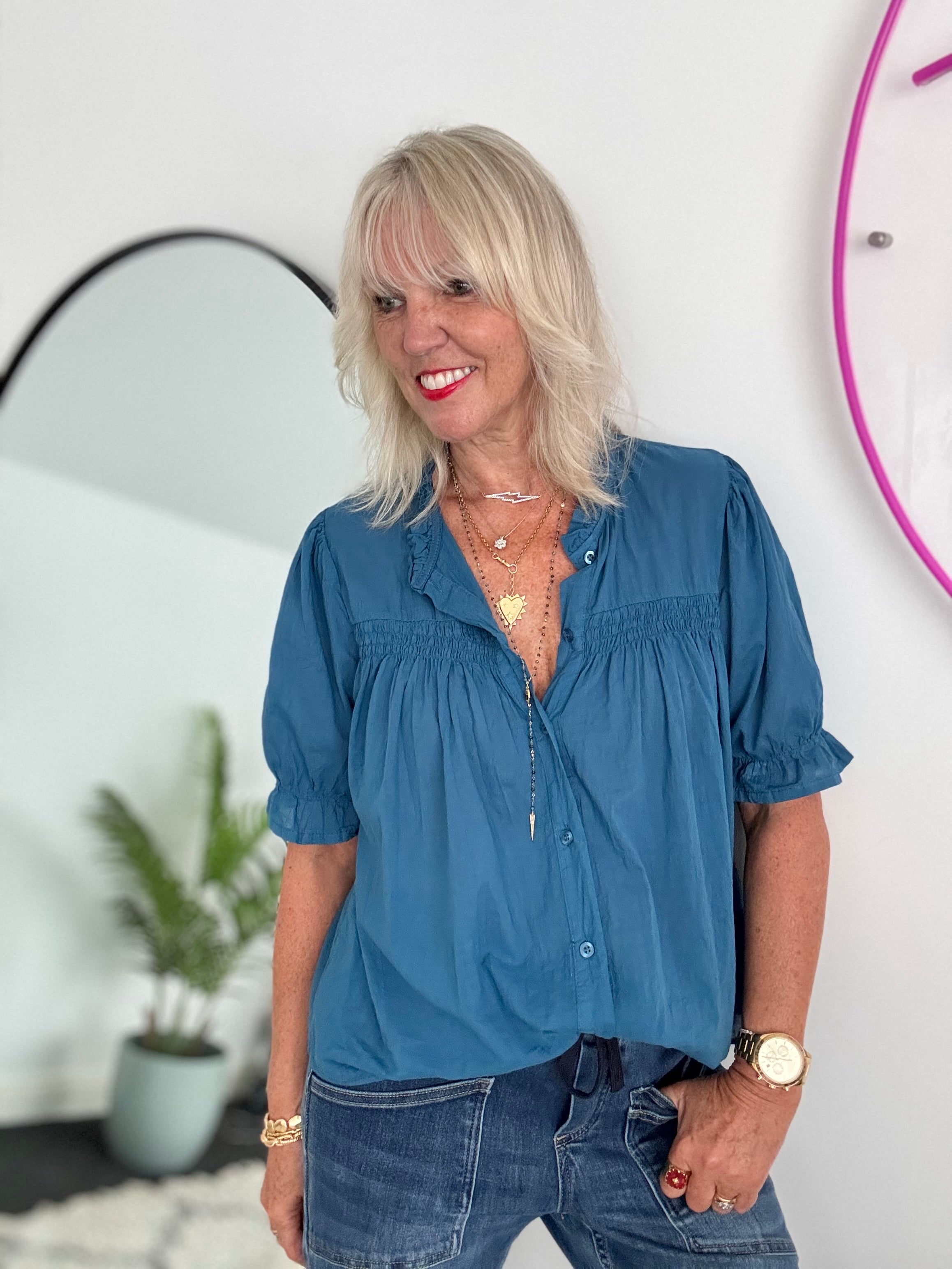 Lawn Cotton Shirt in Teal