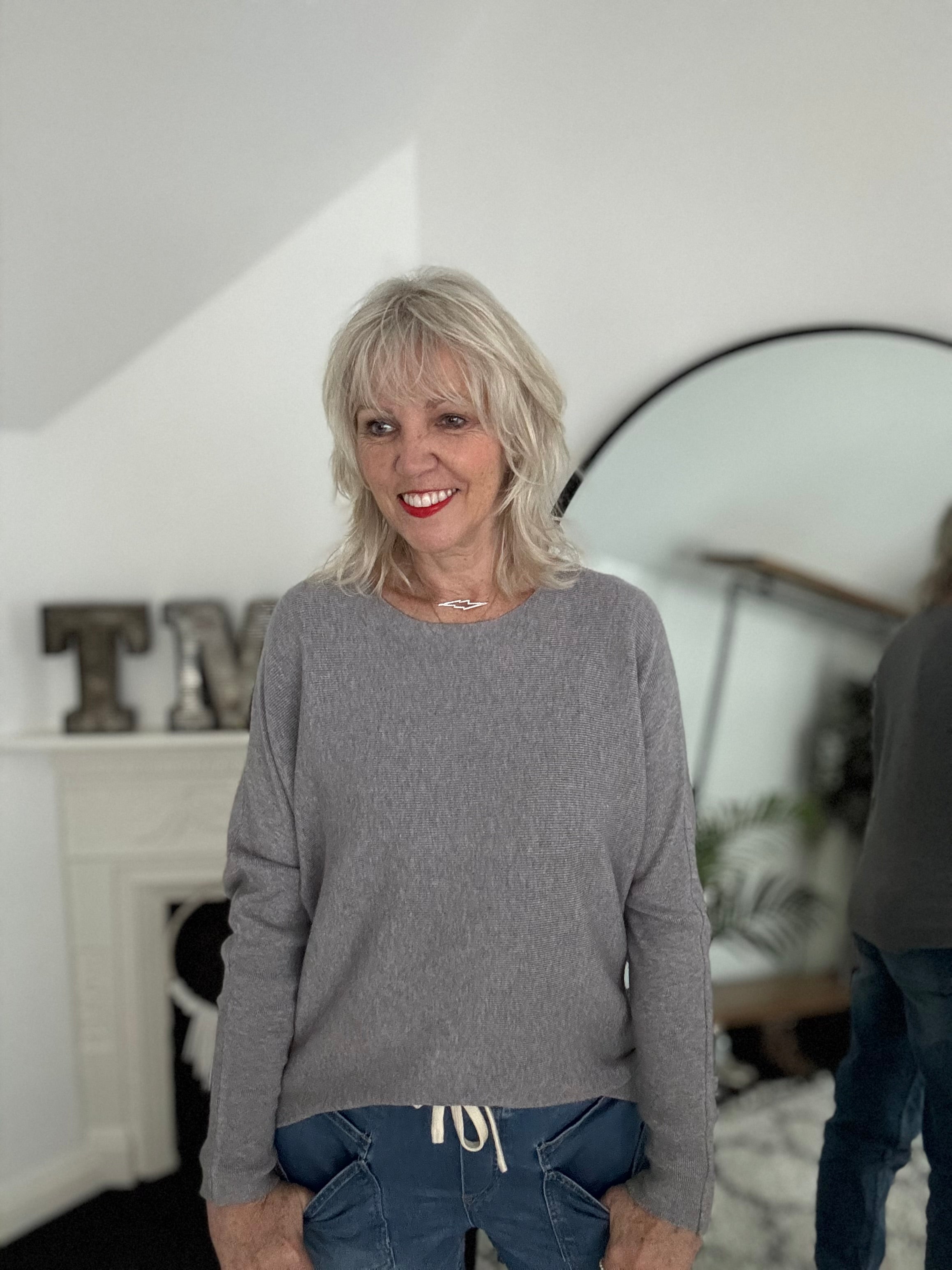 Simple Ribbed Jumper in Grey