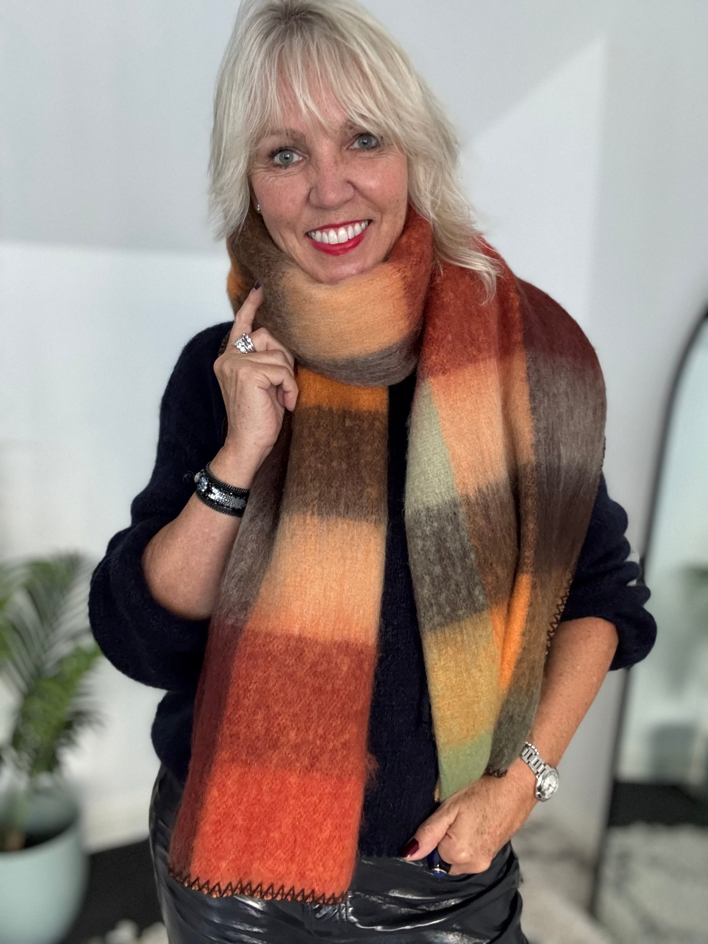 Super Soft Check Scarf in Autumn Shades