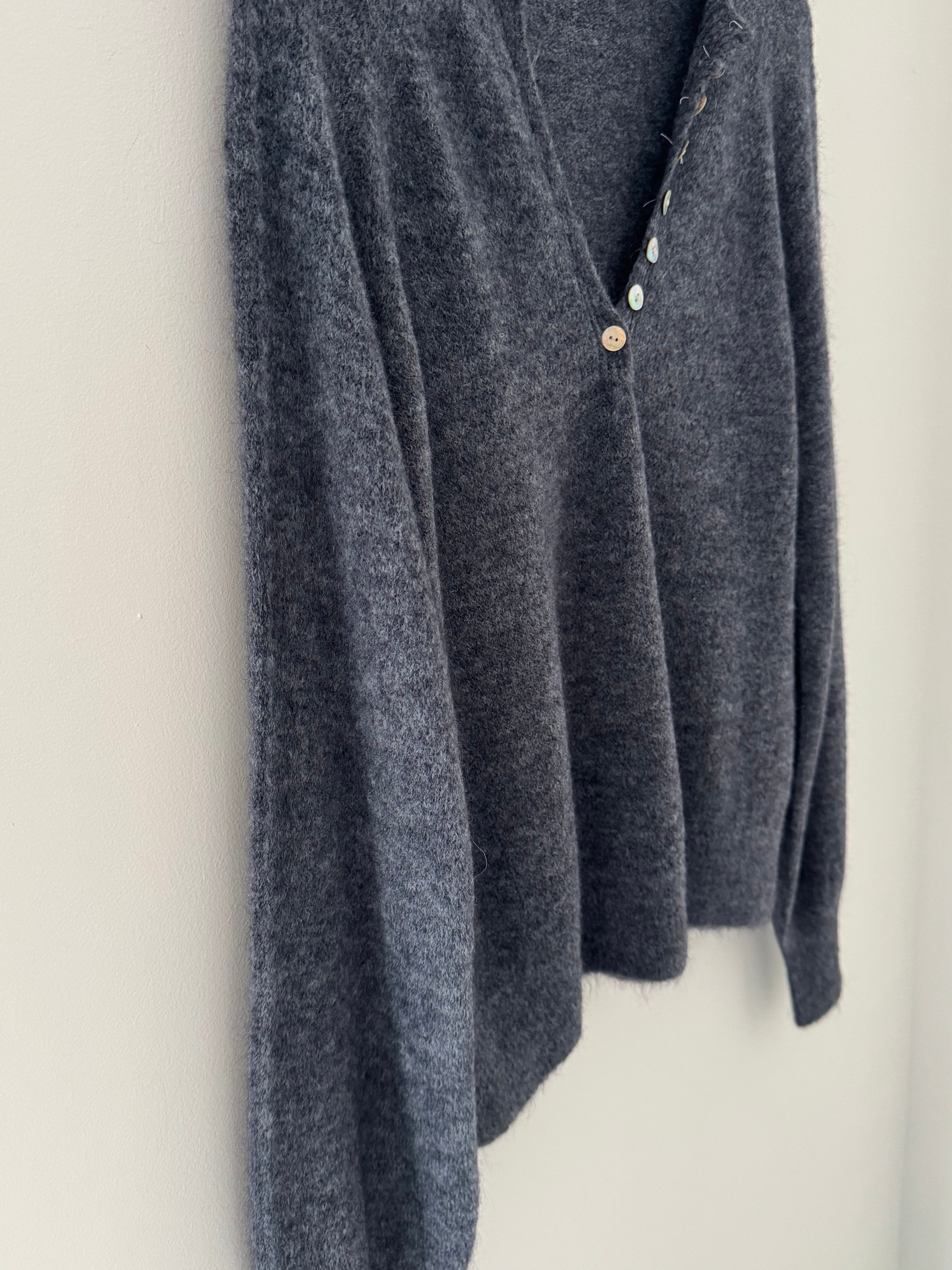 Softie Jumper with Button Neck in Charcoal