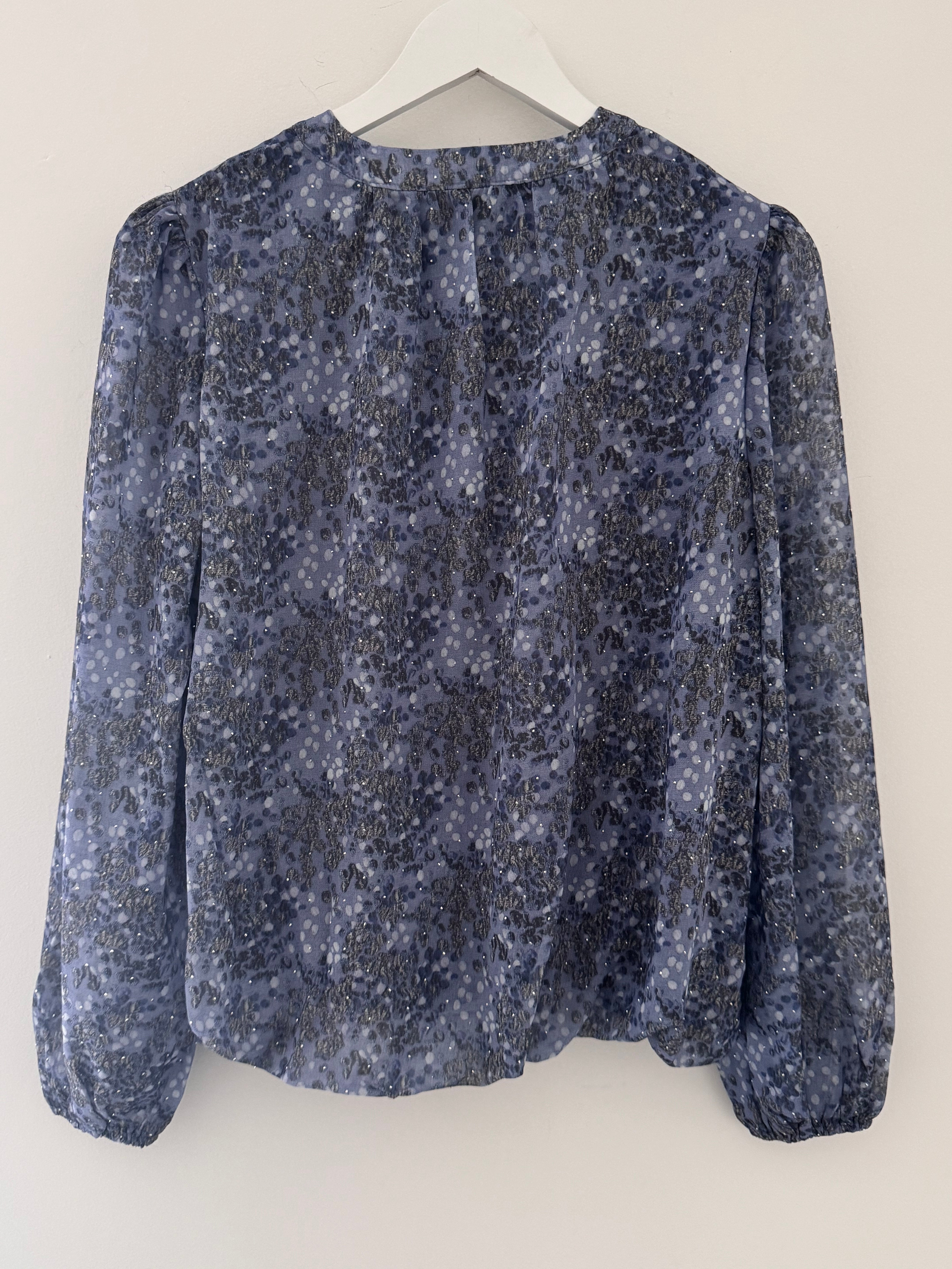 Embellished Blouse in Blue & Grey
