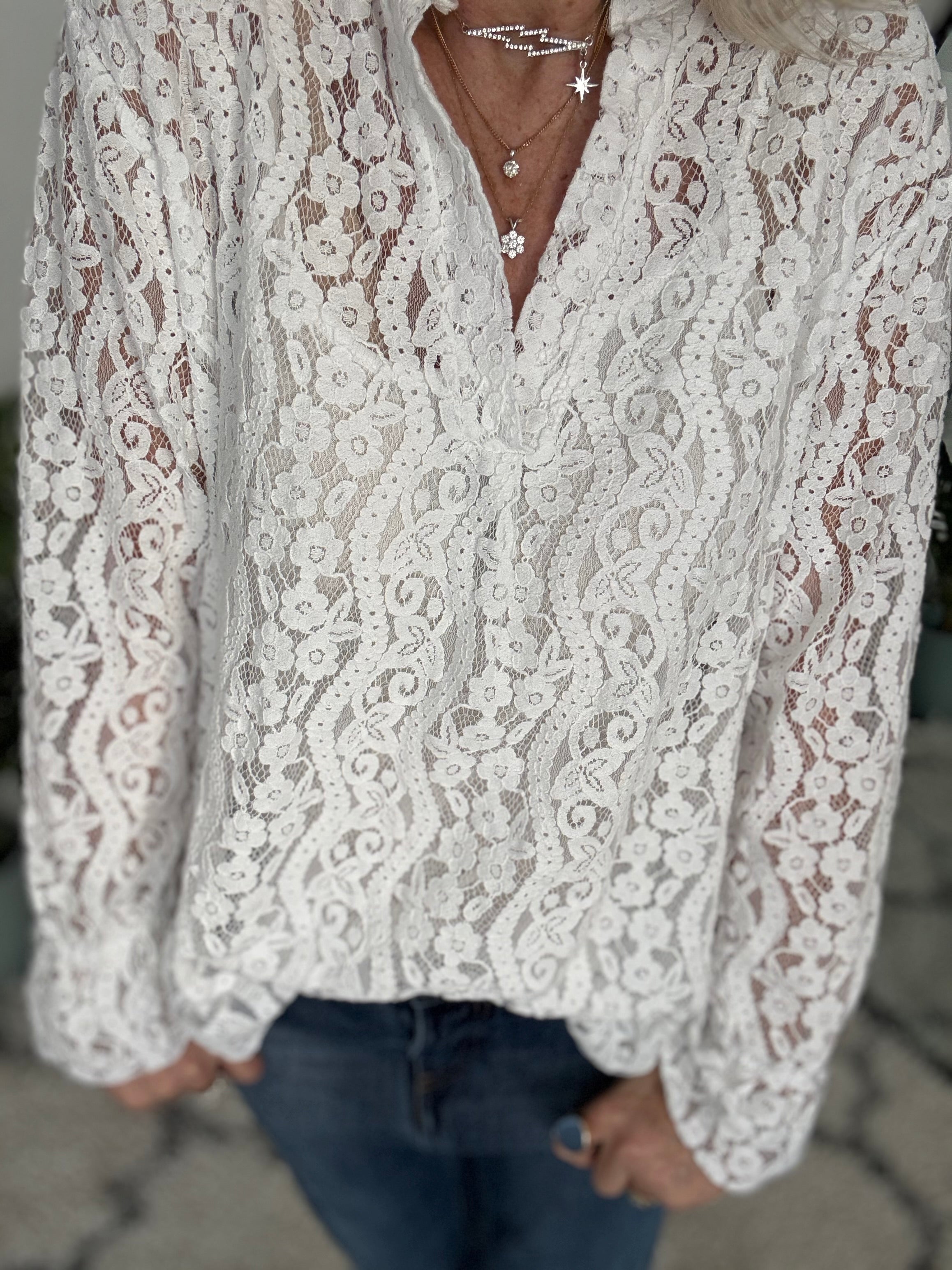 Lace Blouse in White