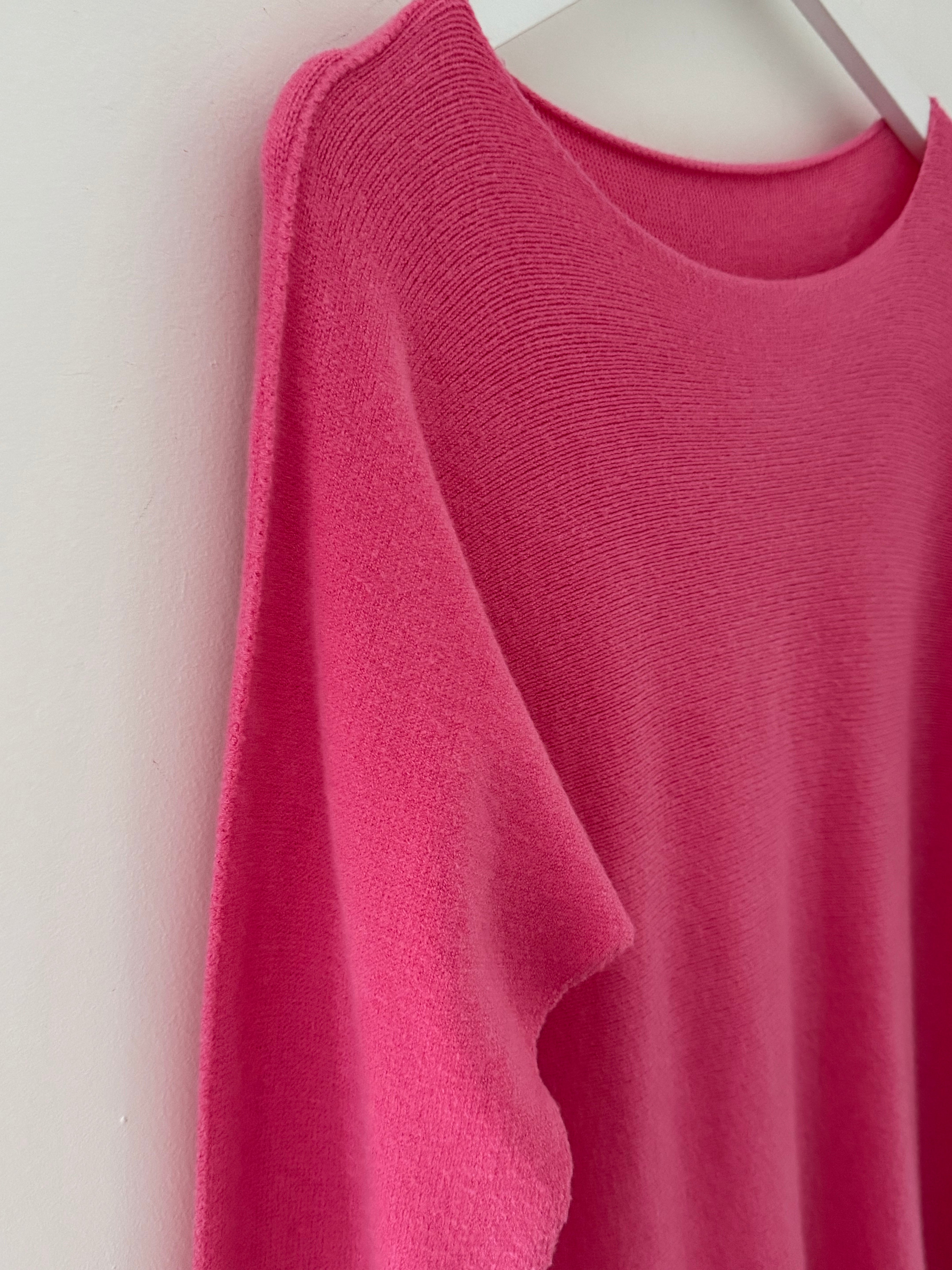 Simple Round Neck Jumper in Bubblegum Pink