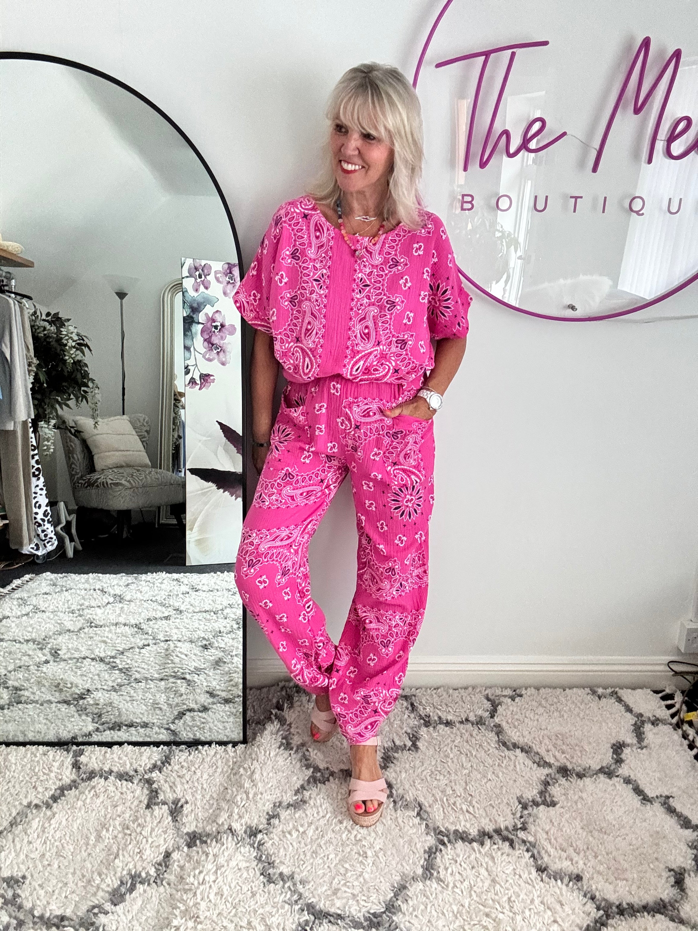 Paisley Cheesecloth Top in Fuchsia